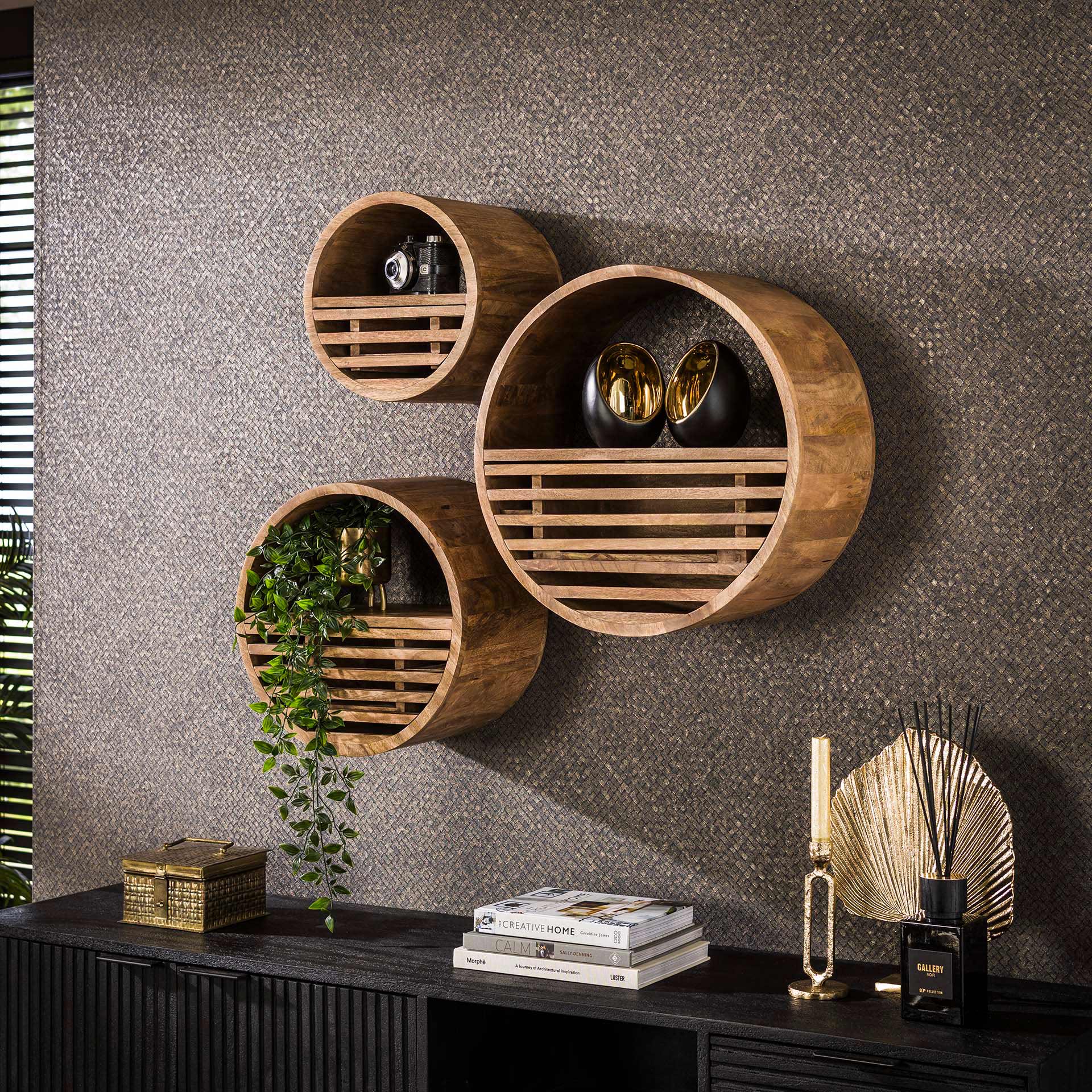 Wandschap Mirage - Bruin - Mangohout - 30 cm