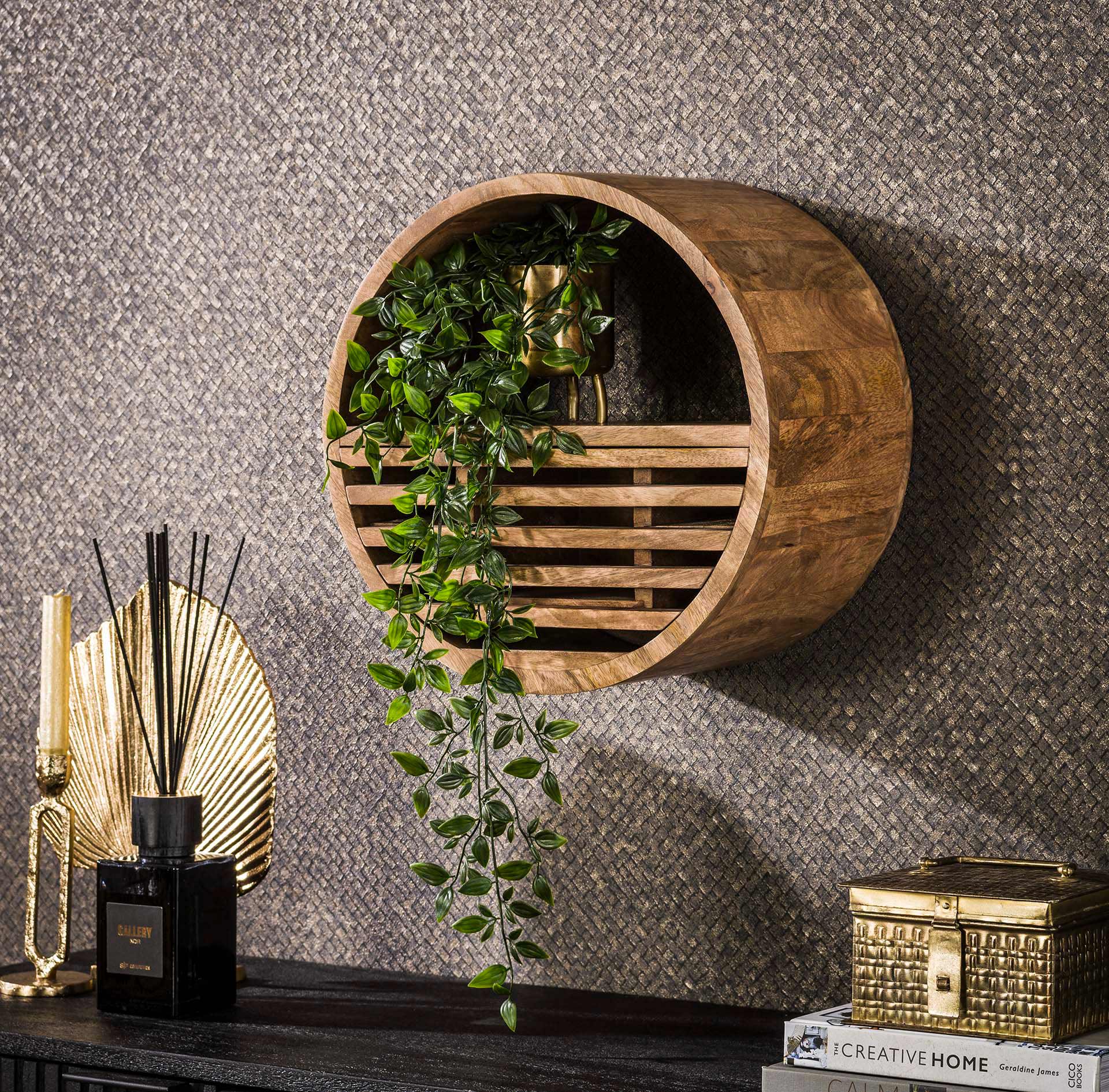 Wandschap Mirage - Bruin - Mangohout - 40 cm
