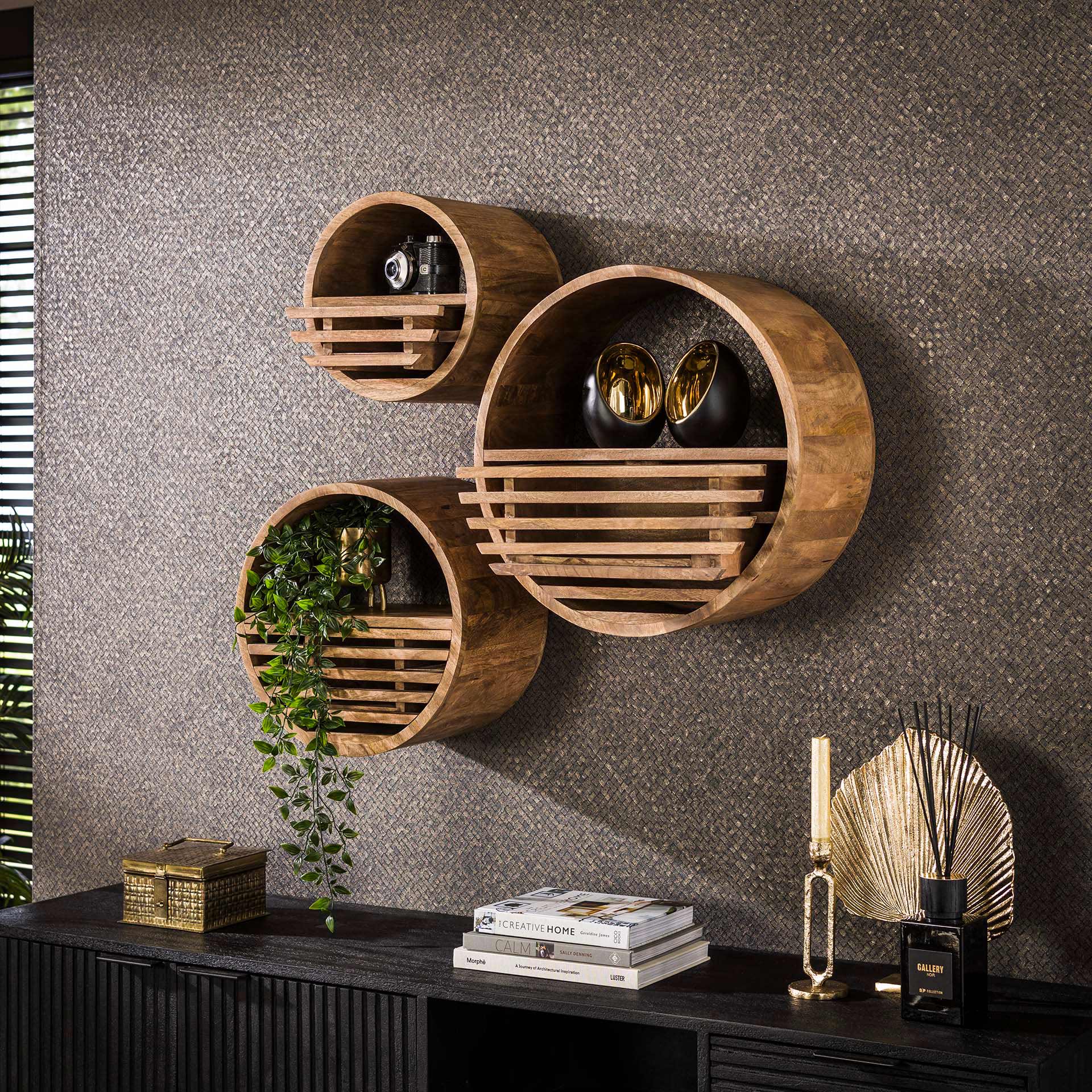 Wandschap Mirage - Bruin - Mangohout - 40 cm
