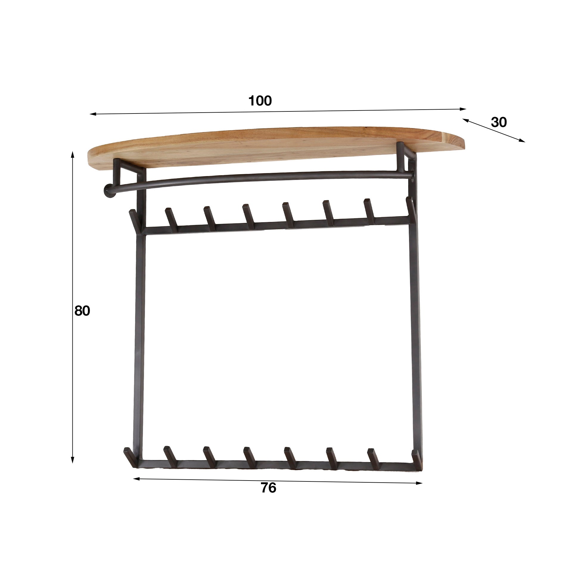 Kapstok Dobby - Acaciahout - 16 haken - 100 cm