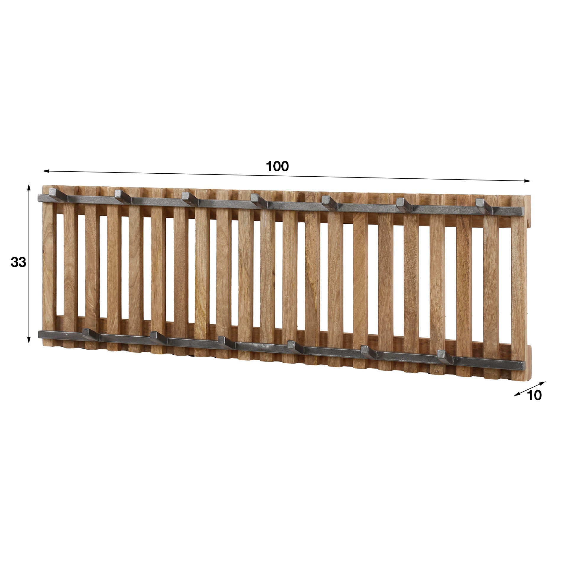 Kapstok Elisa - Mangohout - 13 haken - 100 cm