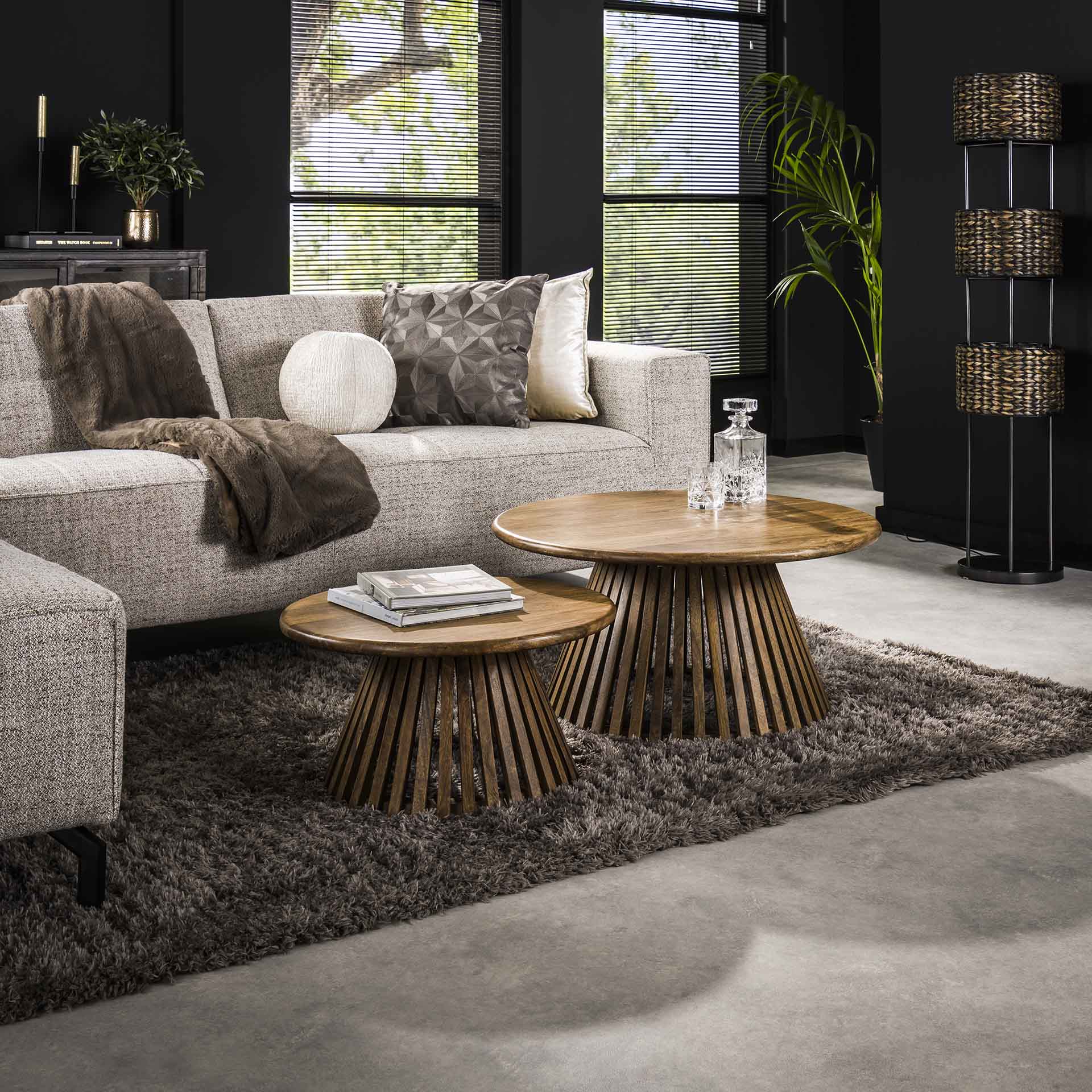 Salontafel Nebula - Rond - Mangohout - Set van 2