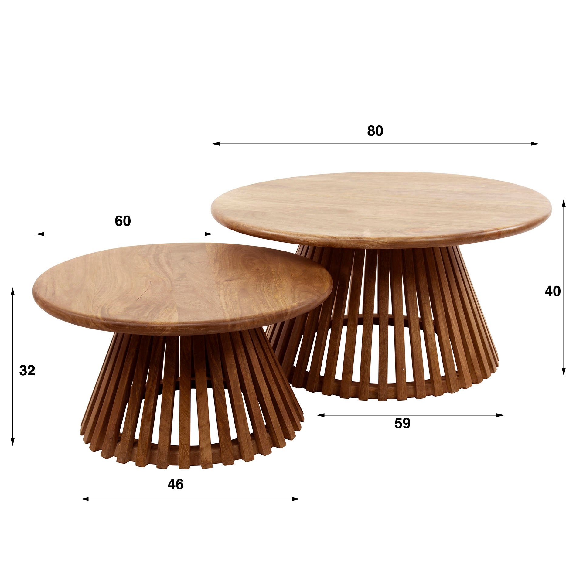 Salontafel Nebula - Rond - Mangohout - Set van 2