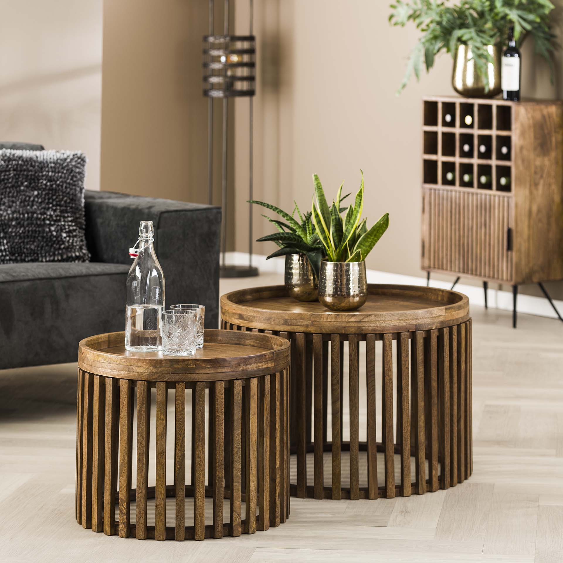 Salontafel Elysium - Rond - Mangohout - Set van 2