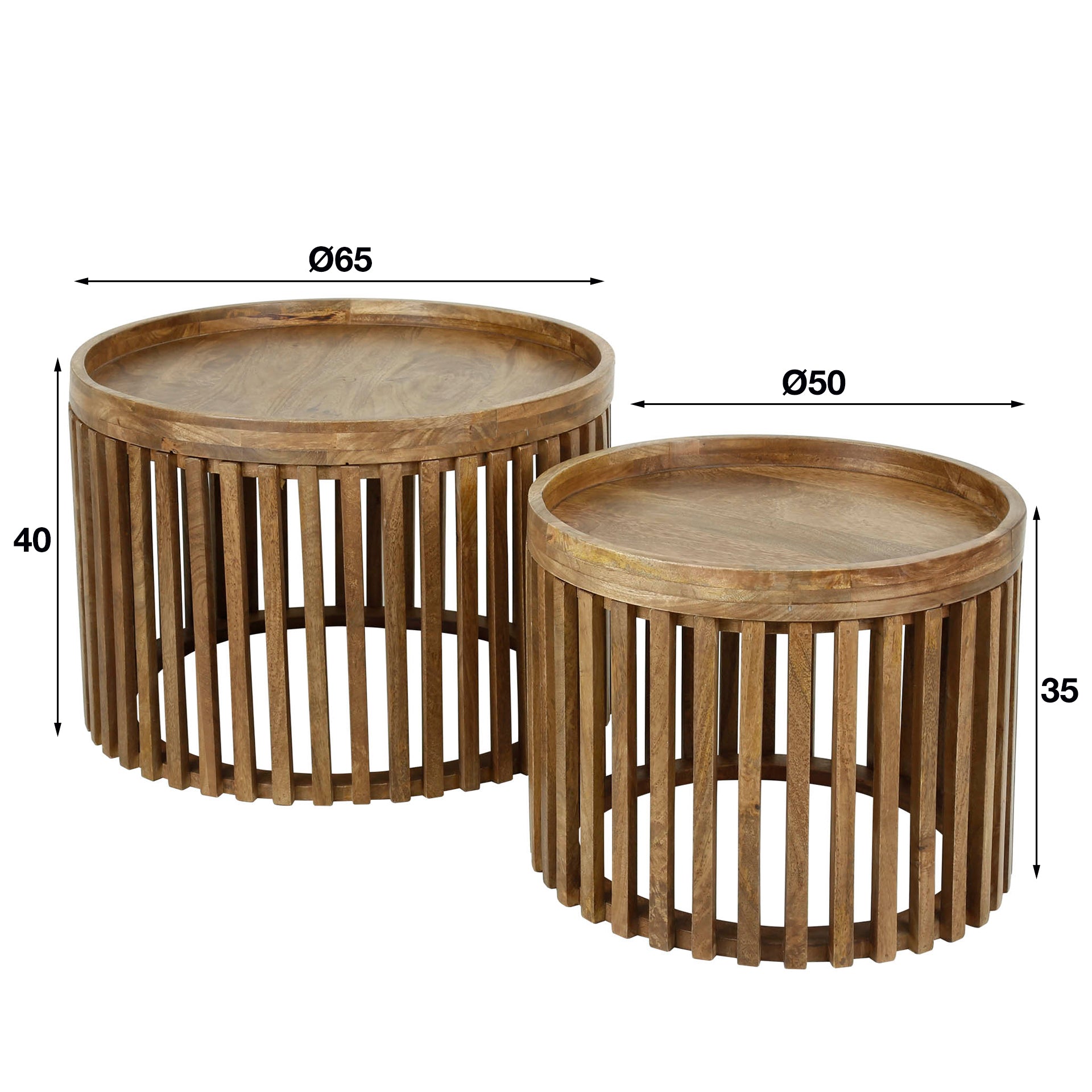 Salontafel Elysium - Rond - Mangohout - Set van 2