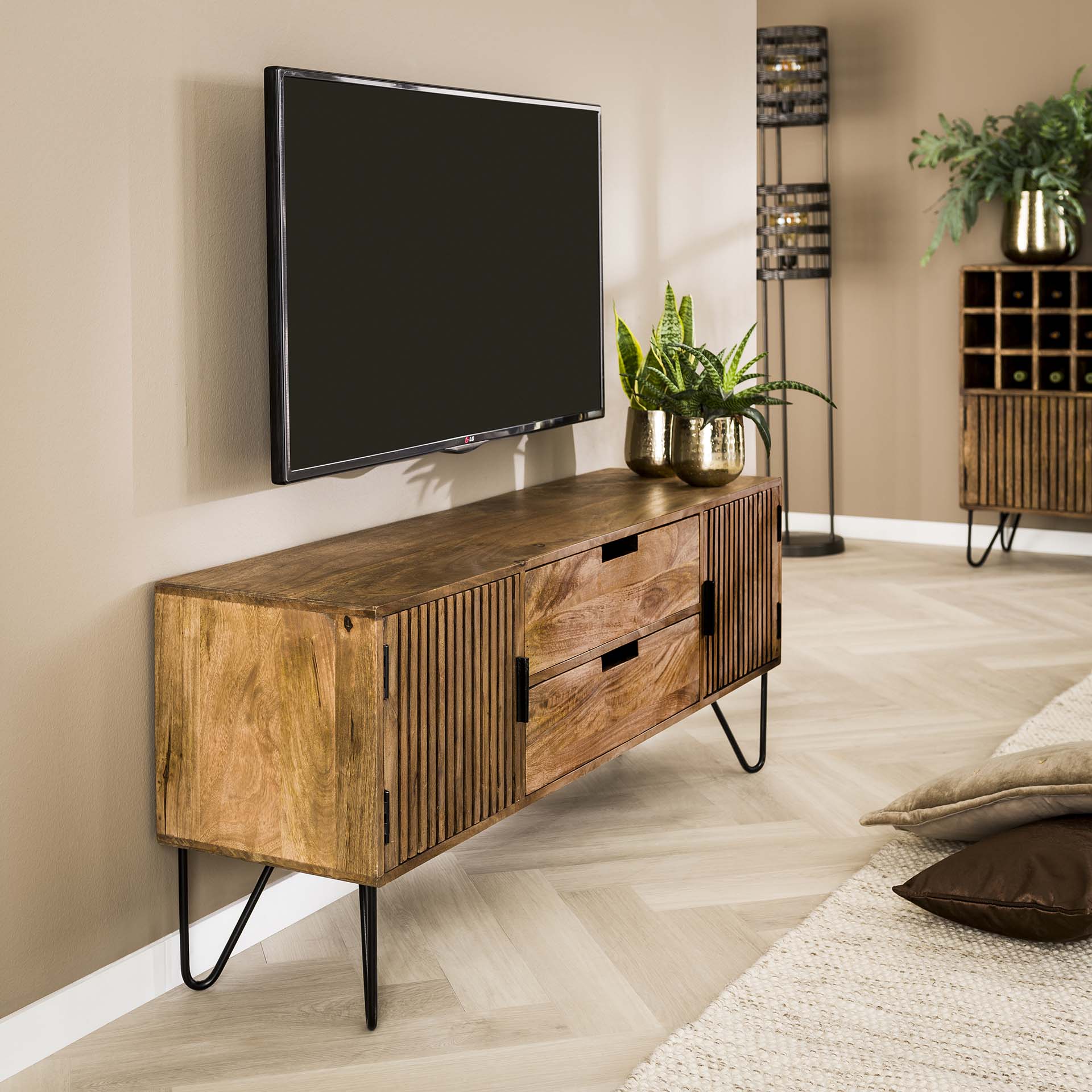 TV-meubel Ascend - Lichtbruin - Mangohout