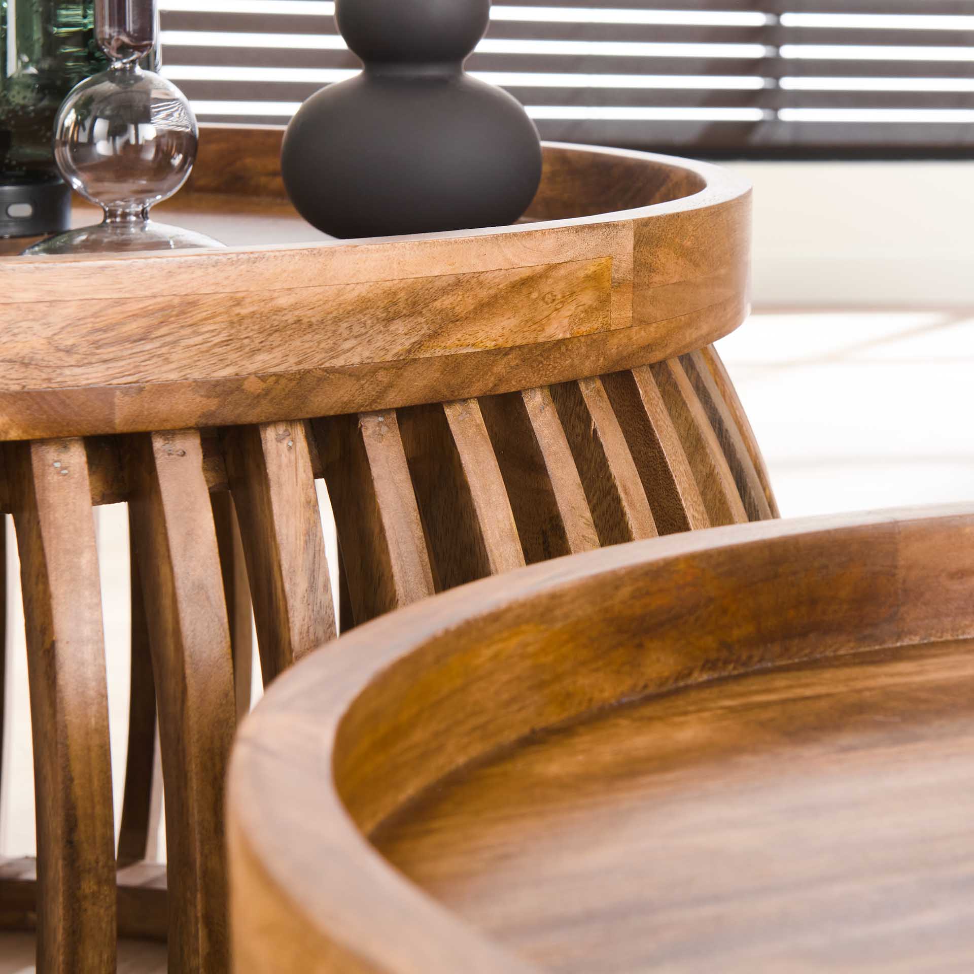 Salontafel Arcadia - Rond - Mangohout - Set van 2