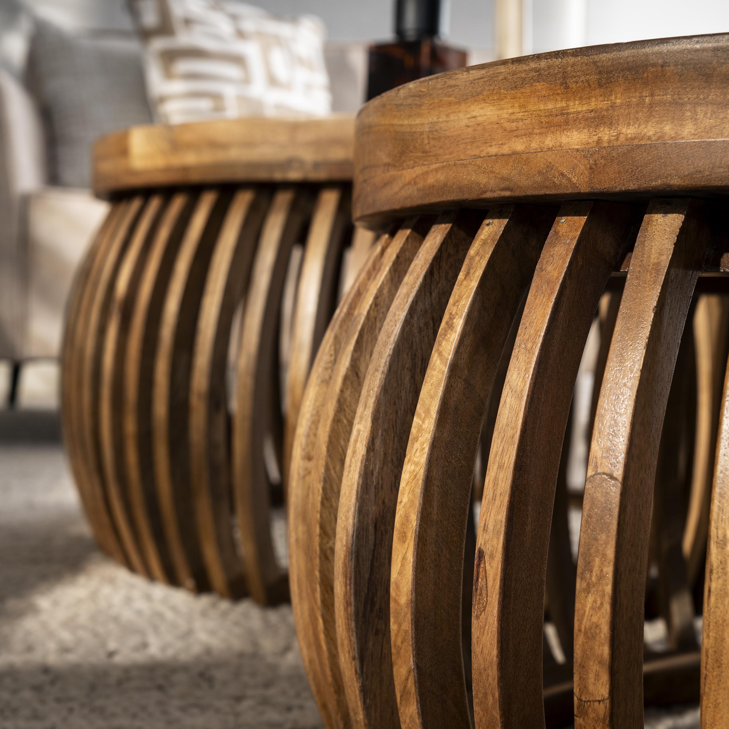 Salontafel Arcadia - Rond - Mangohout - Set van 2