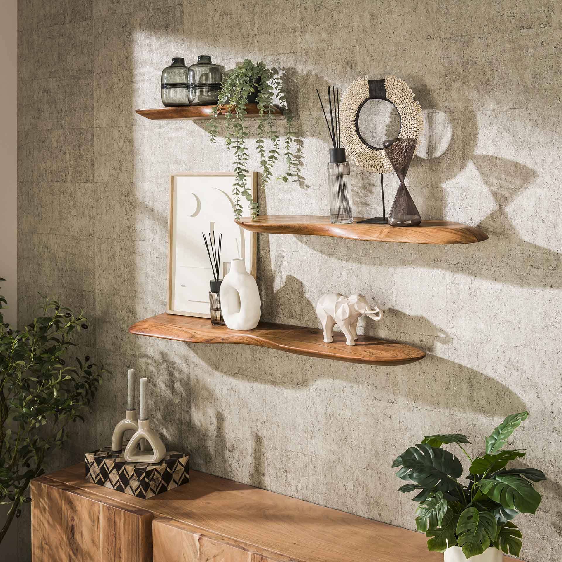 Wandplank Rose - Bruin - Acaciahout - 90 cm