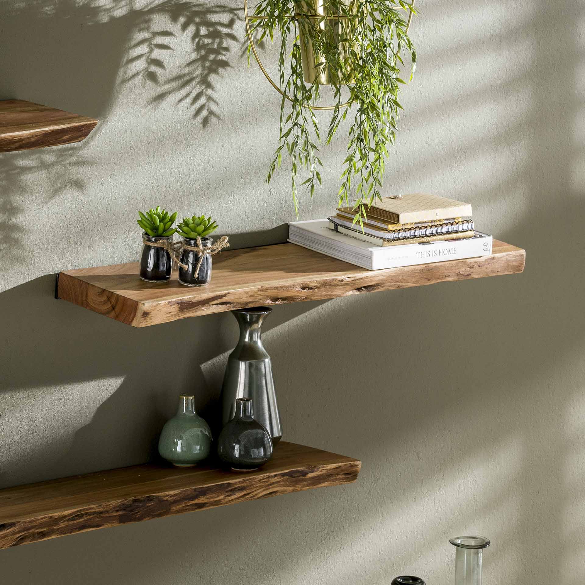 Wandplank Luc - Bruin - Acaciahout - 90 cm