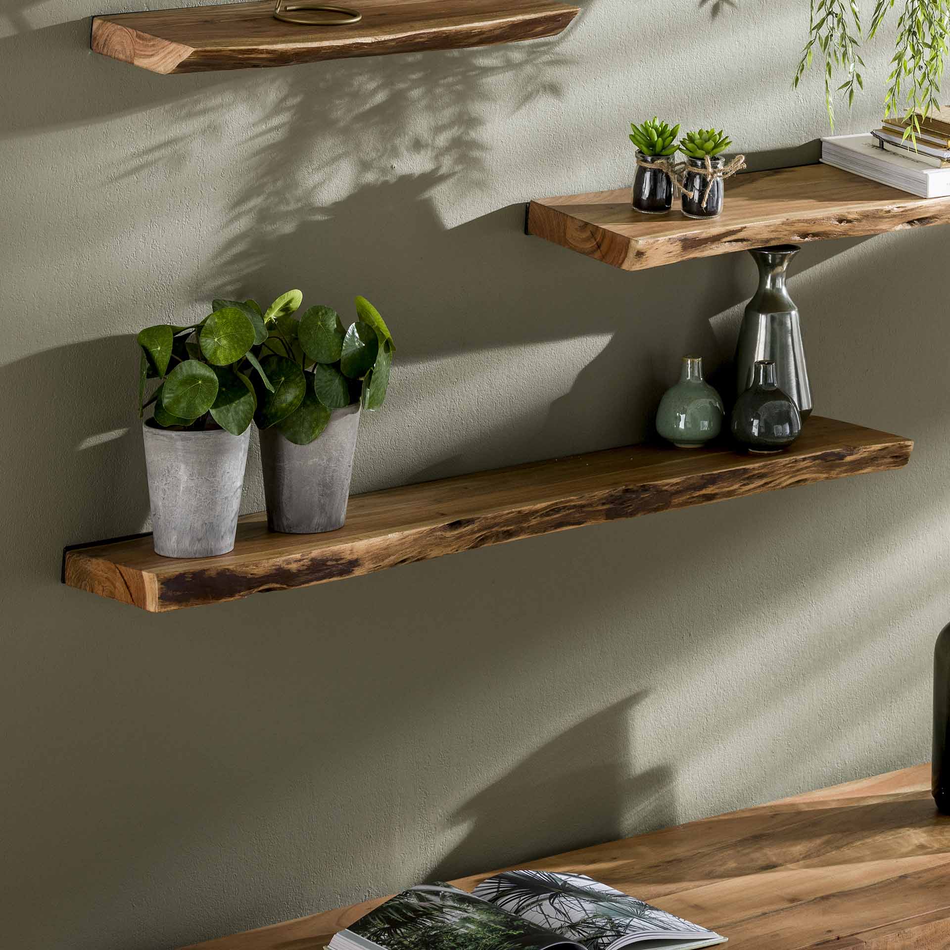 Wandplank Luc - Bruin - Acaciahout - 120 cm
