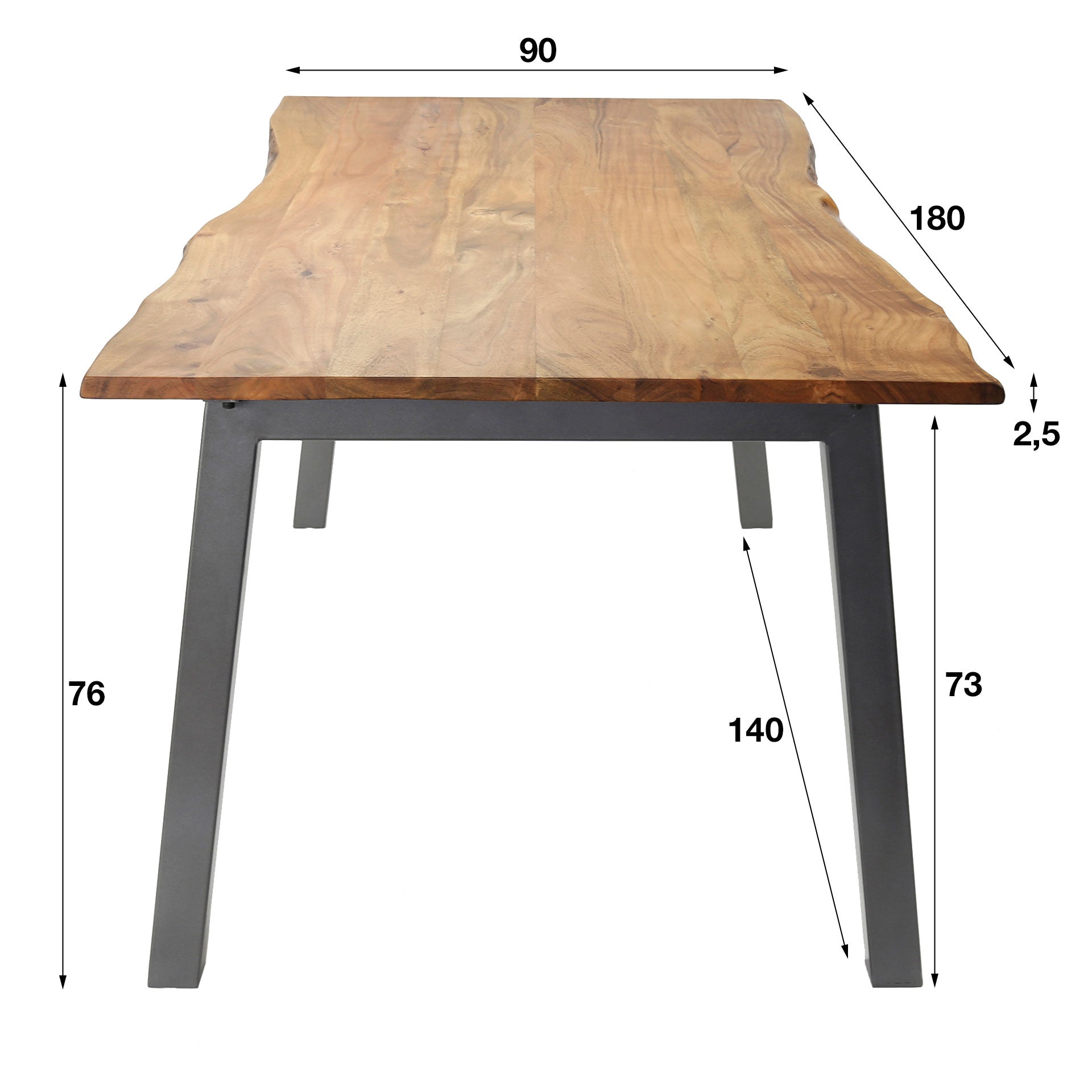 Eettafel Hazel - Rechthoekig - Acaciahout - 180 cm
