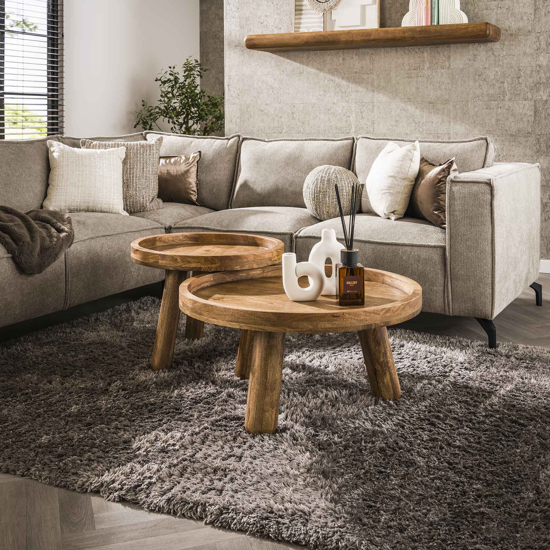 Salontafel Tripod - Rond - Acaciahout - Set van 2