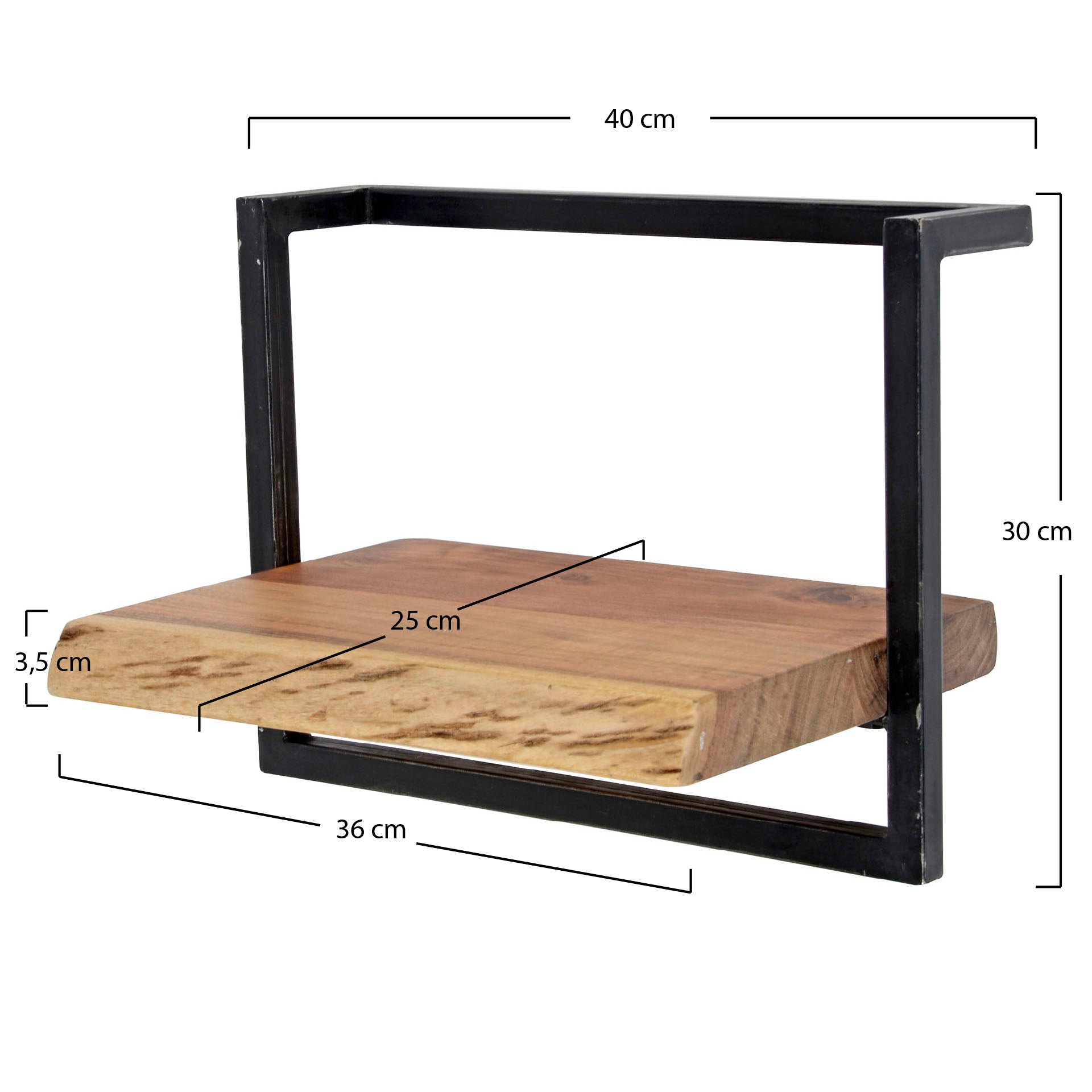 Wandplank Jacob - Bruin - Acaciahout - 40 cm