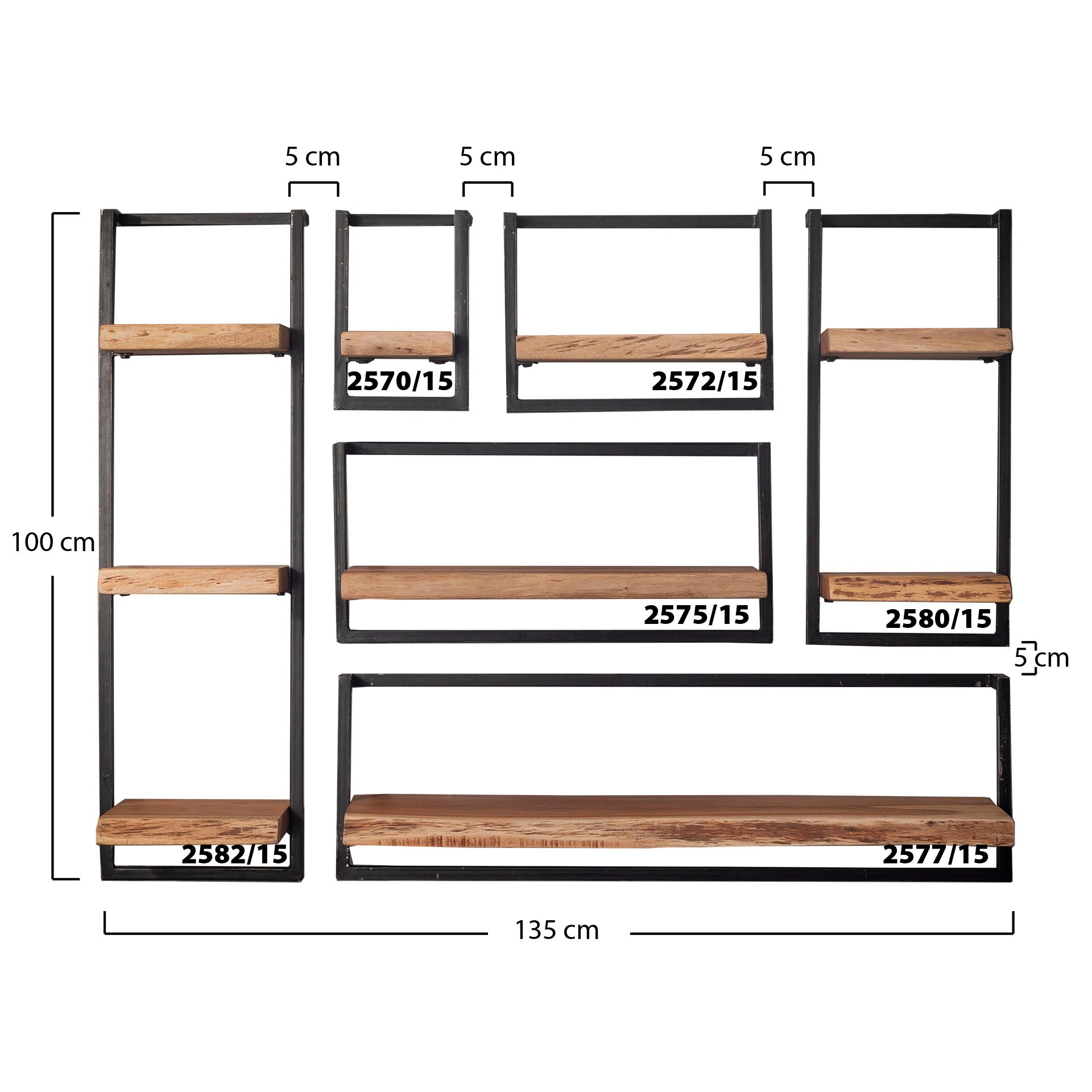 Wandplank Jacob - Bruin - Acaciahout - 40 cm