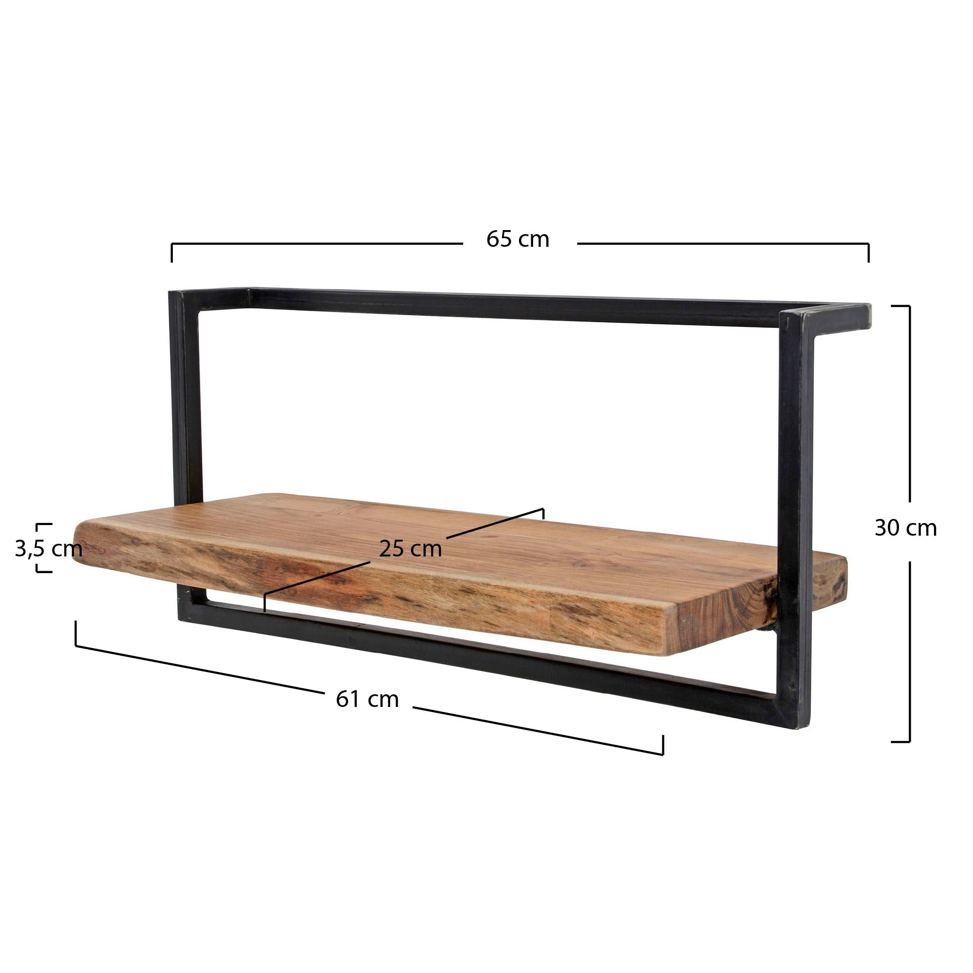 Wandplank Jacob - Bruin - Acaciahout - 65 cm