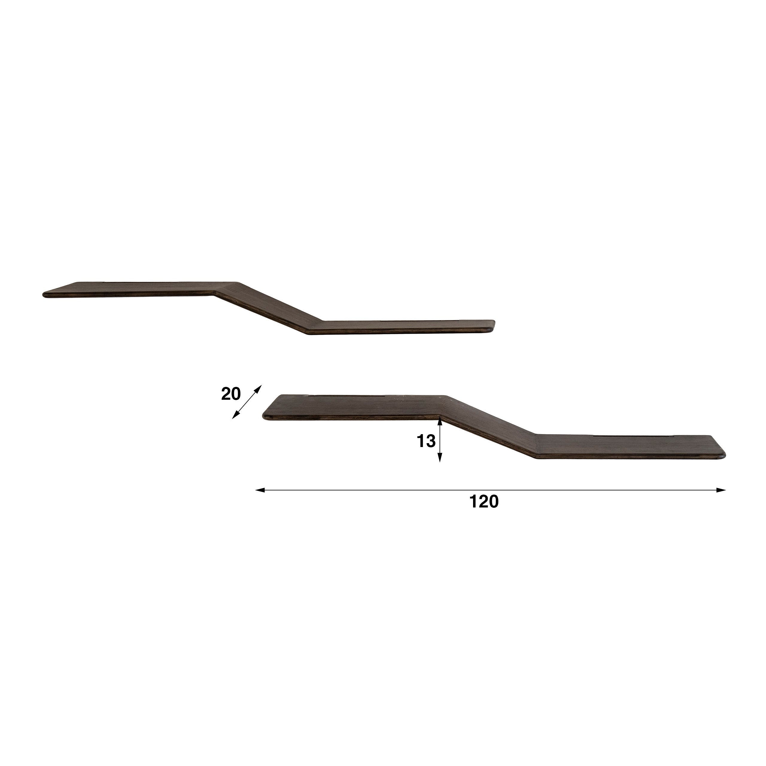 Wandplank Yuri - Donkerbruin - Teakhout - Set van 2