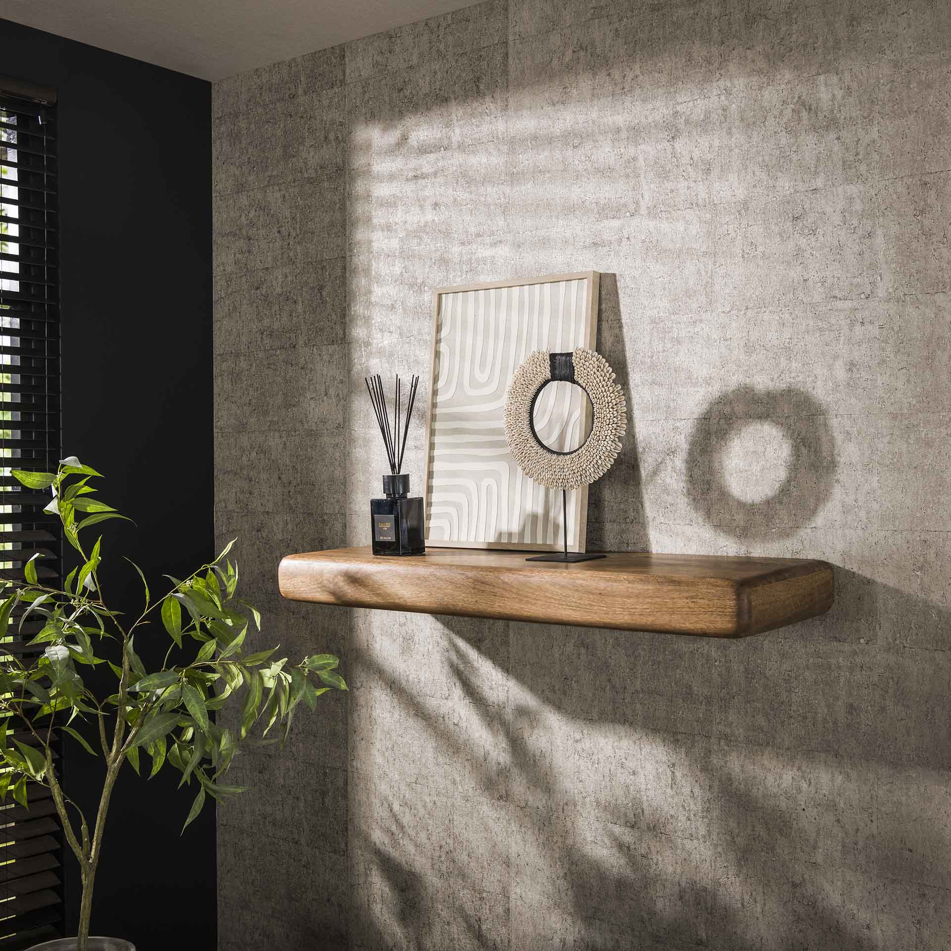 Wandplank Eclipse - Bruin - Mangohout - 118 cm