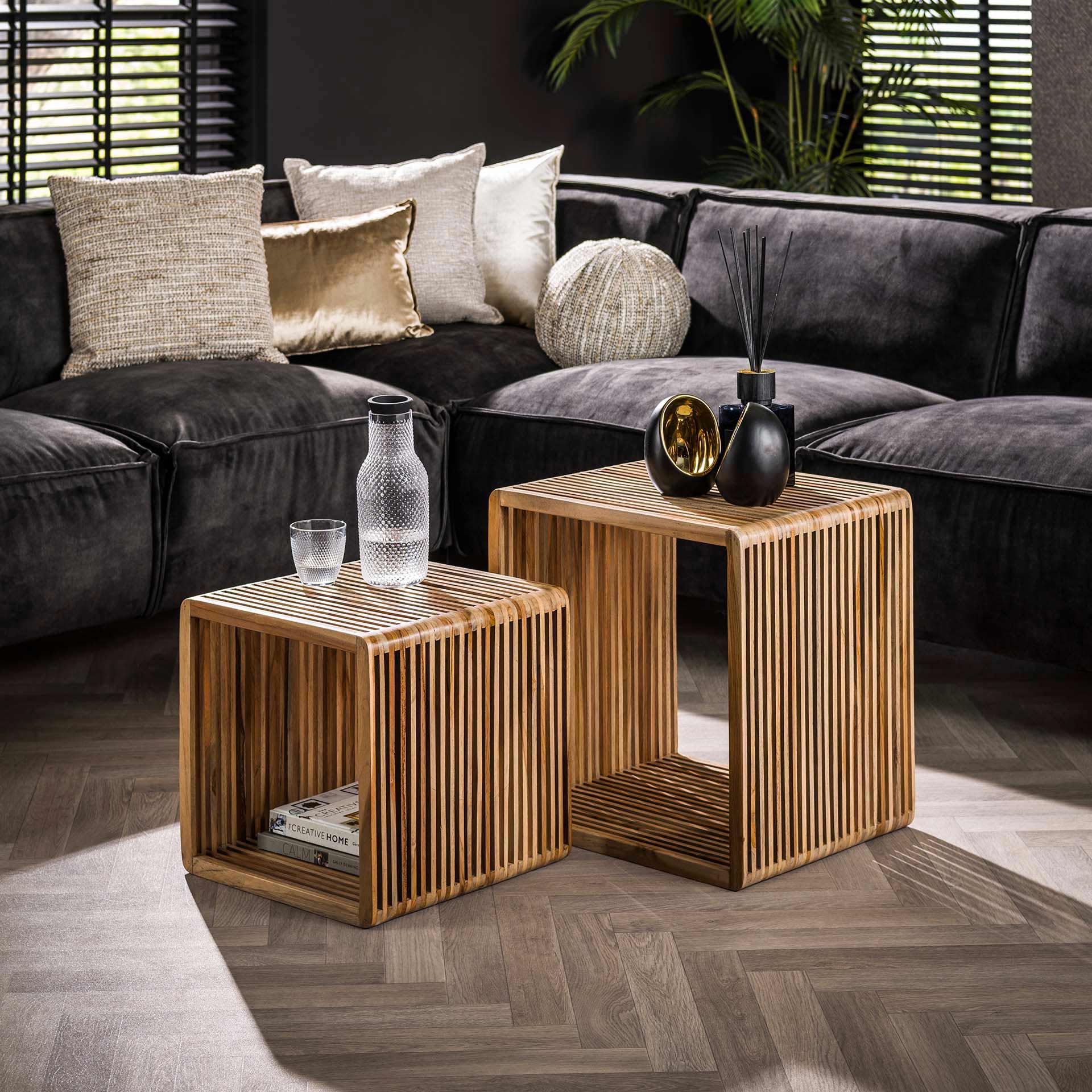 Salontafel Gina - Vierkant - Teakhout - Set van 2