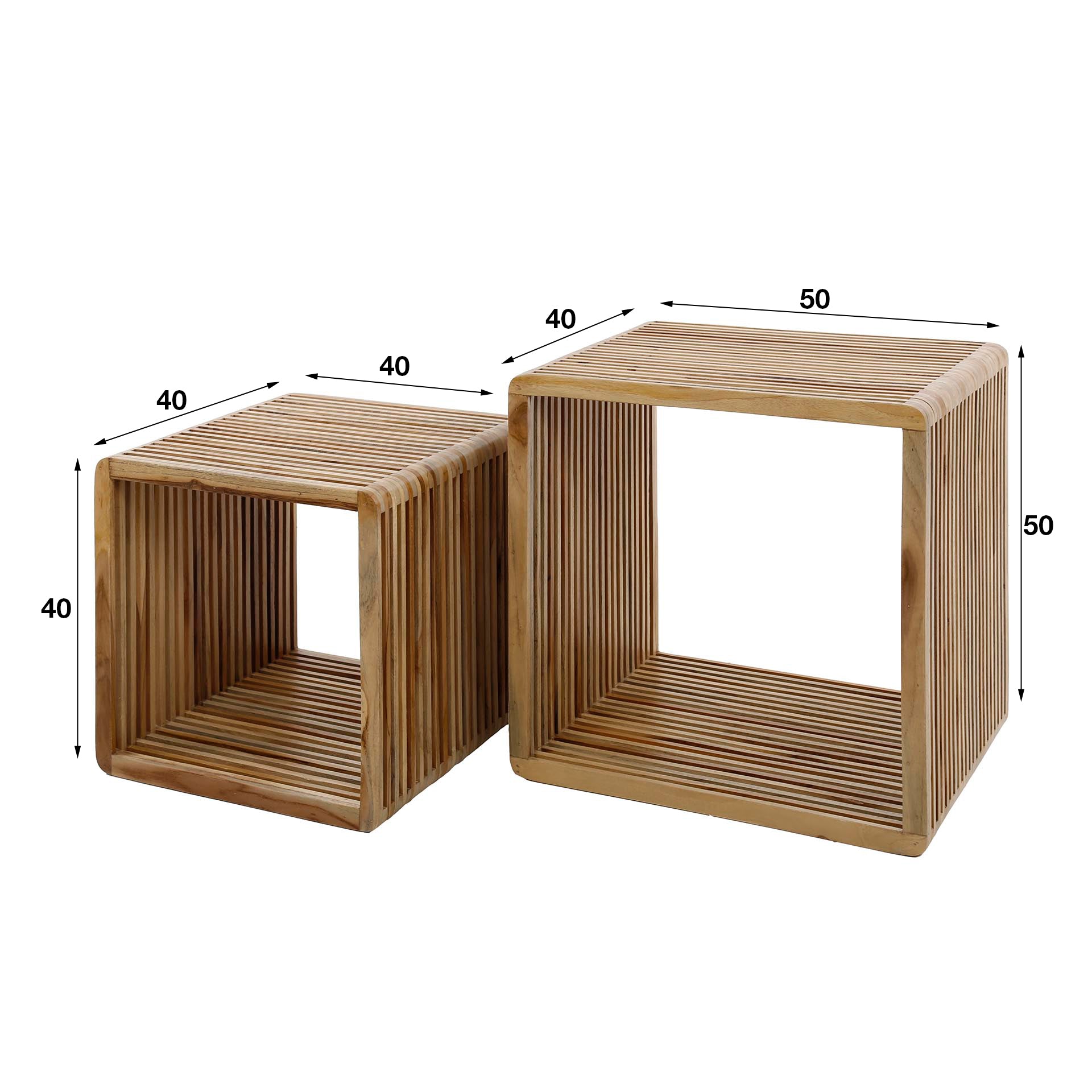 Salontafel Gina - Vierkant - Teakhout - Set van 2