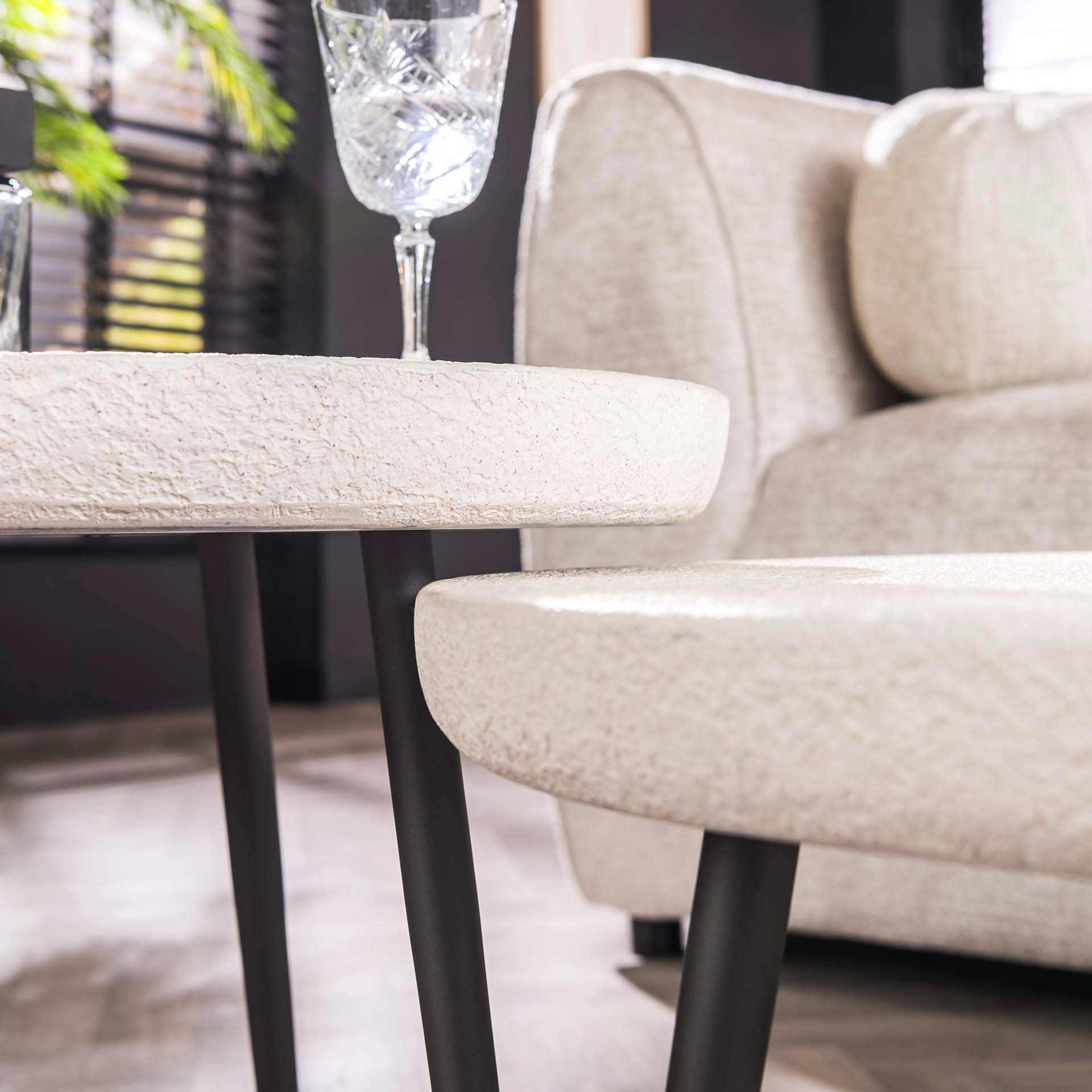 Salontafel Horizon - Wit - Rond - Marmer Composiet - Set van 2
