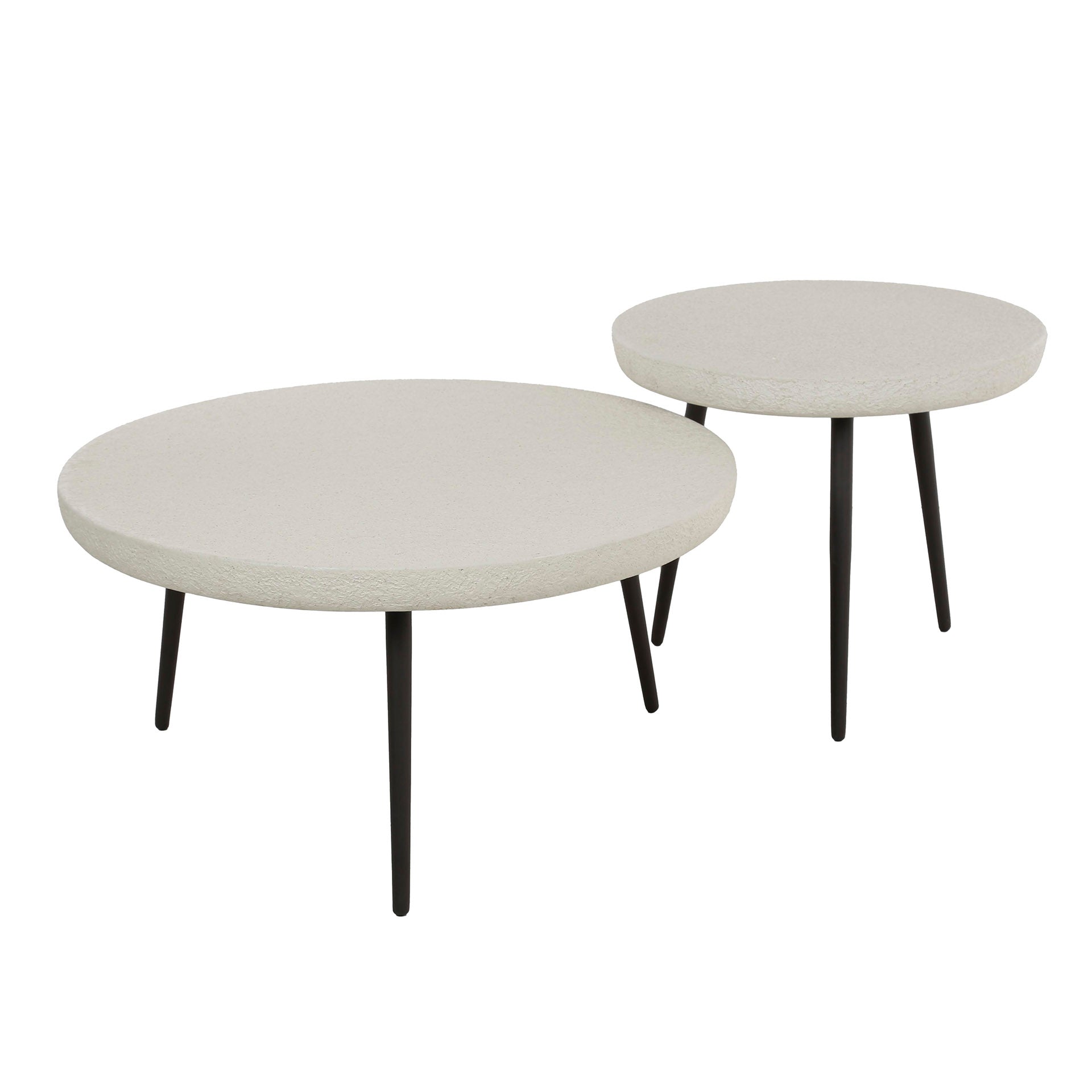 Salontafel Horizon - Wit - Rond - Marmer Composiet - Set van 2