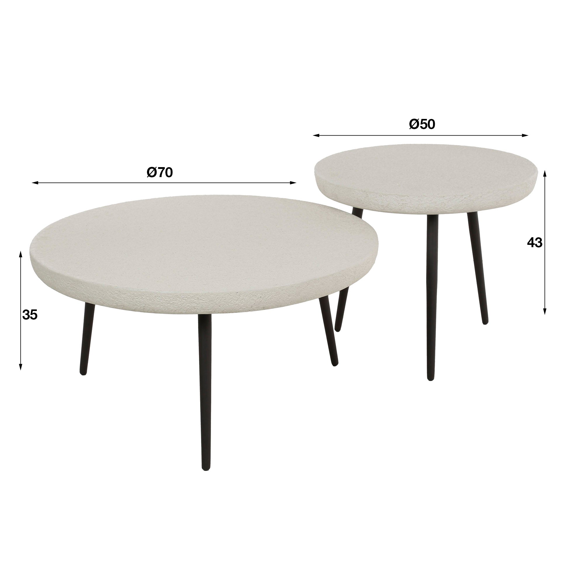 Salontafel Horizon - Wit - Rond - Marmer Composiet - Set van 2