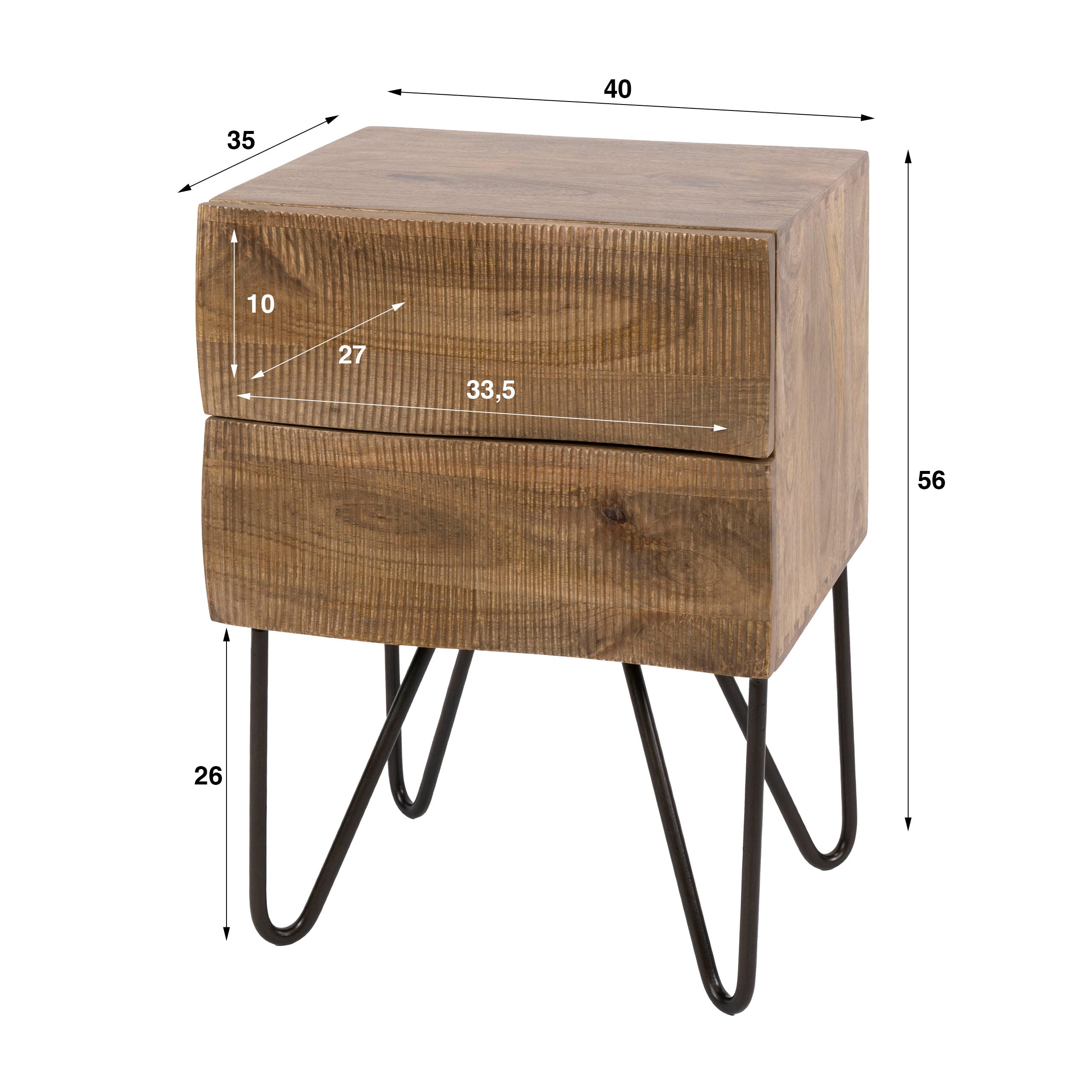 Nachtkastje Sorano - Mangohout - Staand