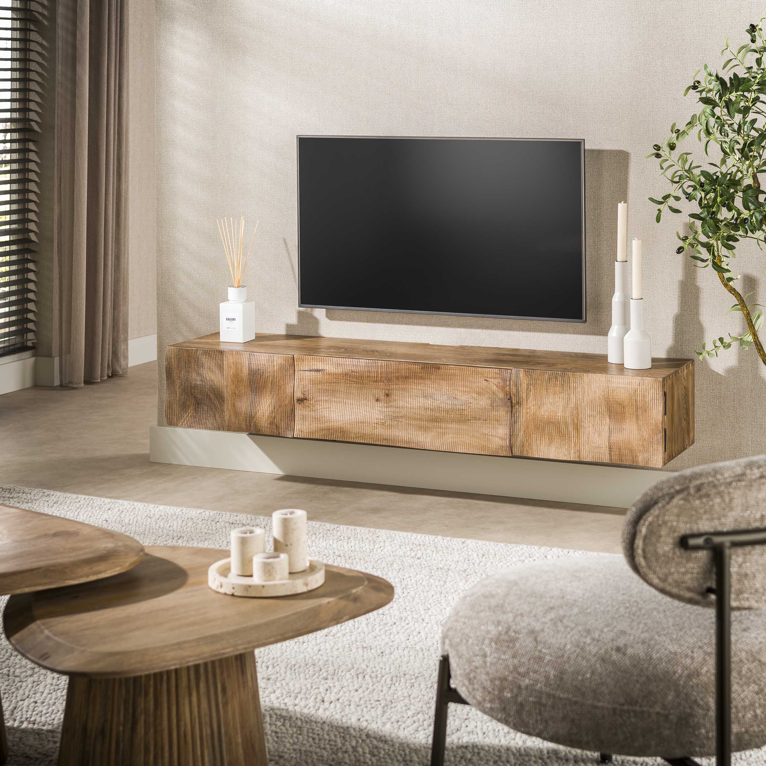 TV-meubel Vena - Bruin - Mangohout - 160 cm