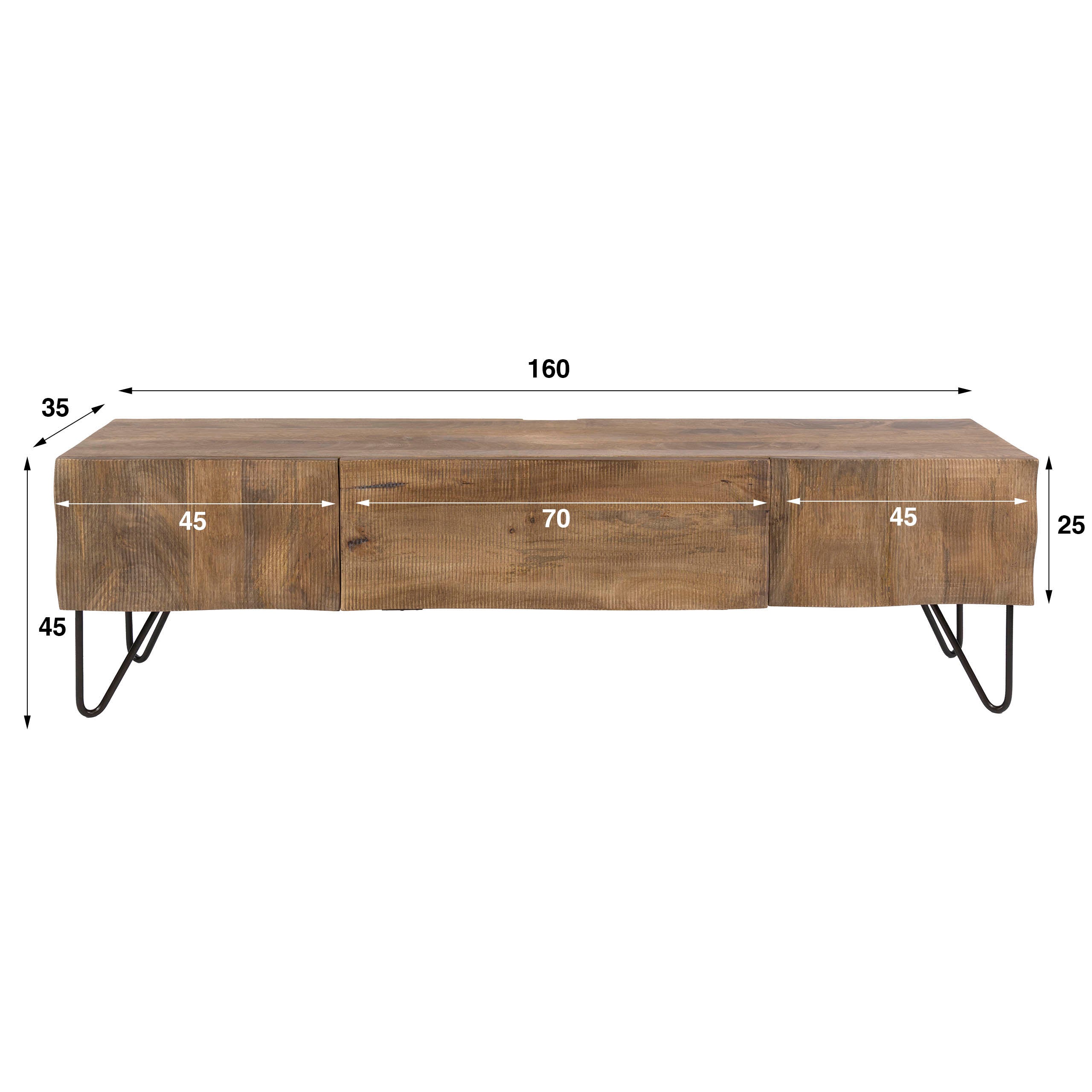 TV-meubel Vena - Bruin - Mangohout - 160 cm