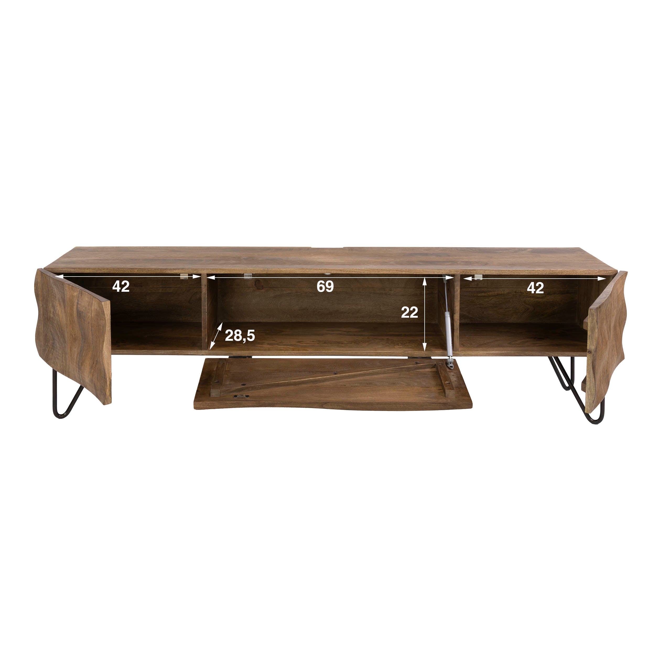 TV-meubel Vena - Bruin - Mangohout - 160 cm