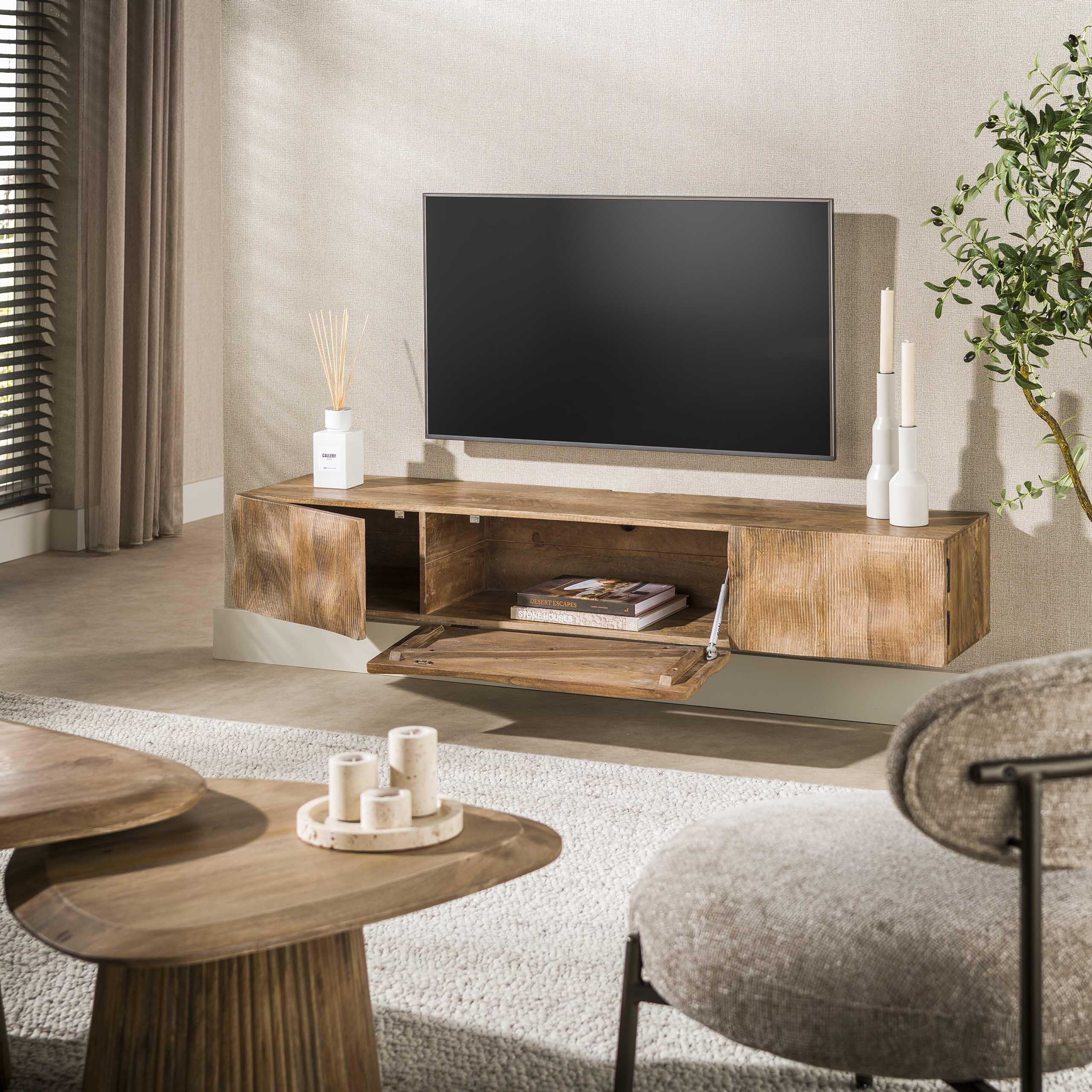TV-meubel Vena - Bruin - Mangohout - 160 cm