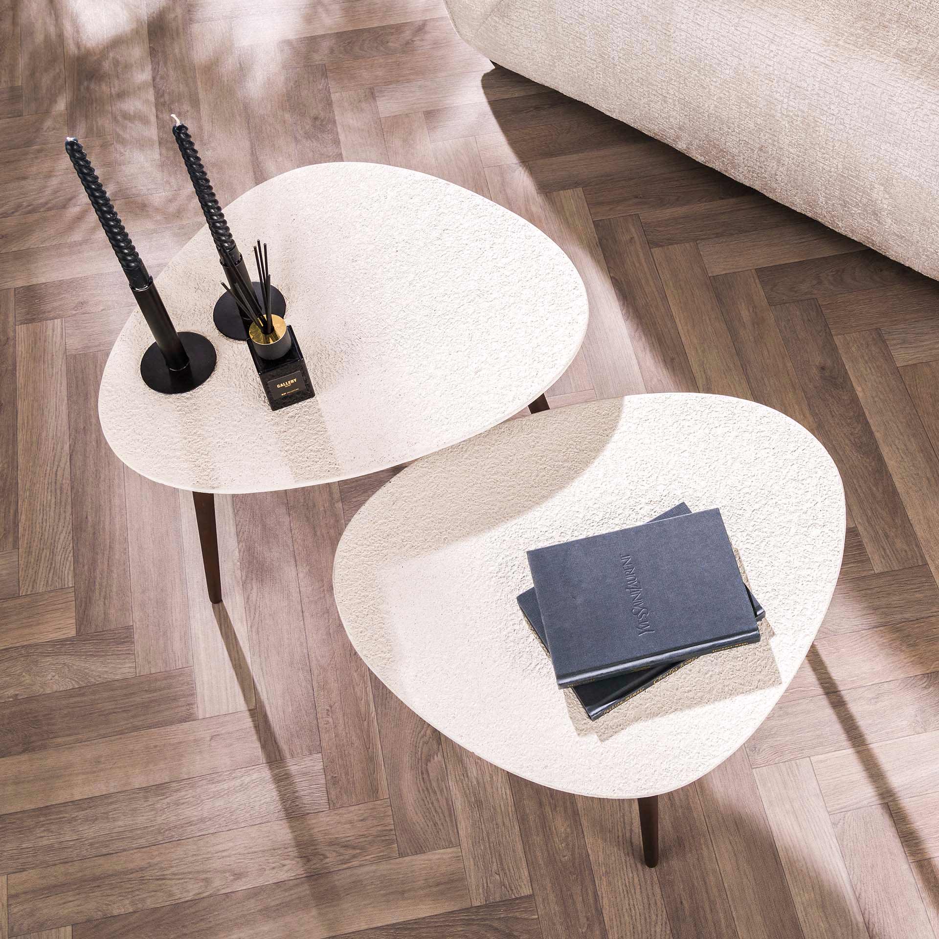 Salontafel Exquisite - Wit - Organisch - Marmer Composiet - Set van 2