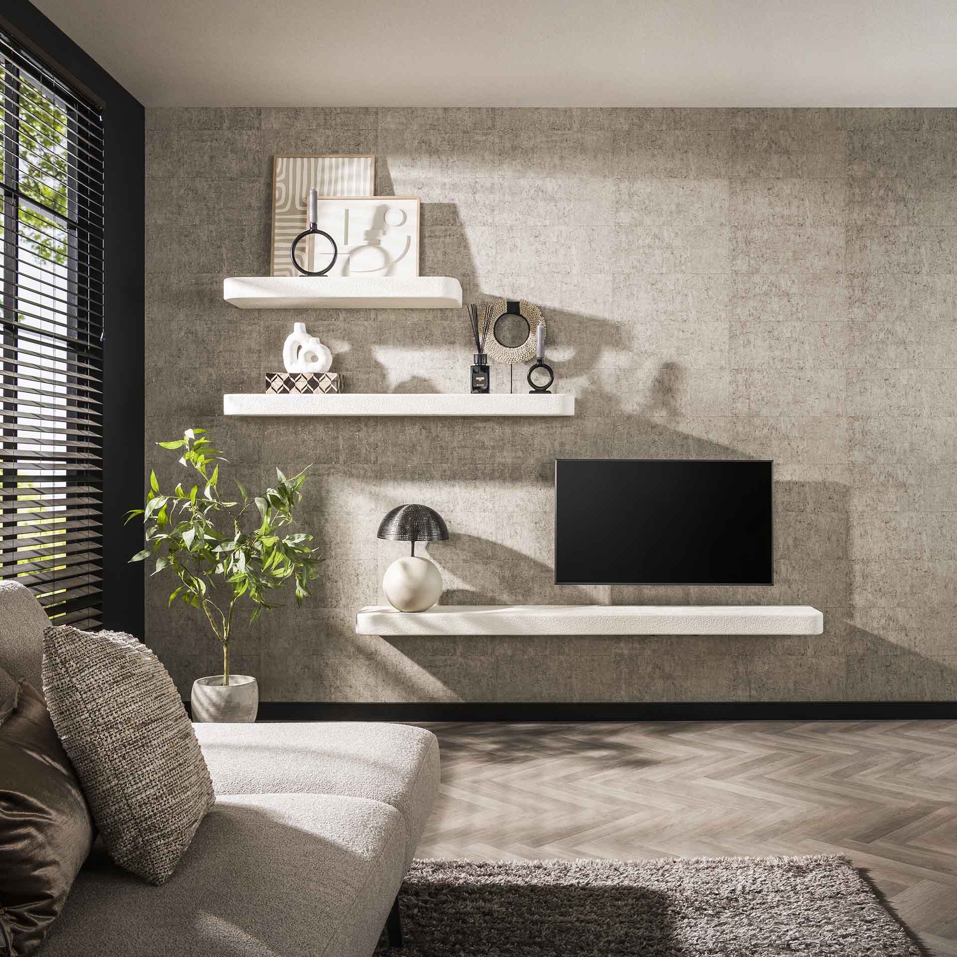 Wandplank Liv - Wit - Marmer Composiet - 100 cm