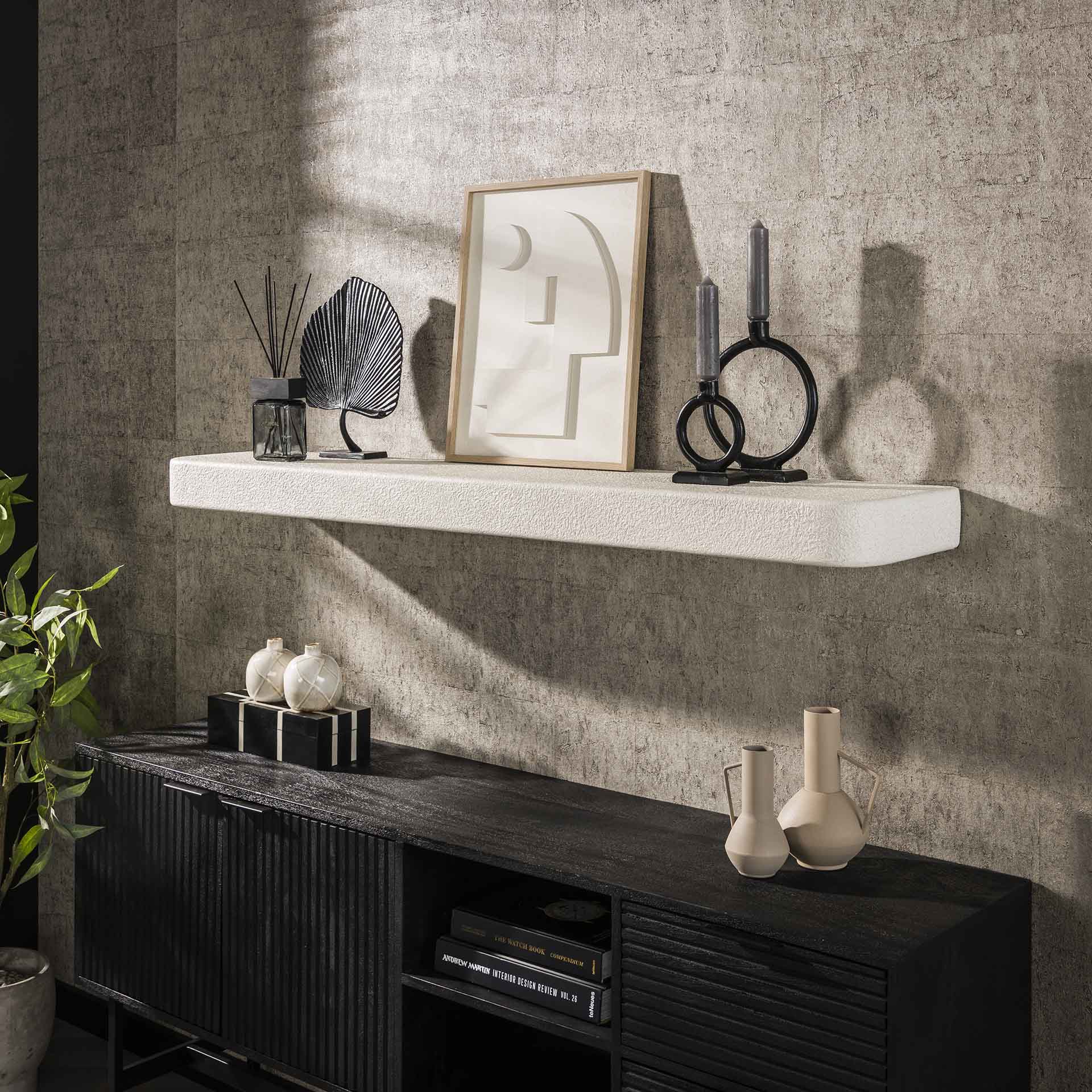 Wandplank Liv - Wit - Marmer Composiet - 150 cm