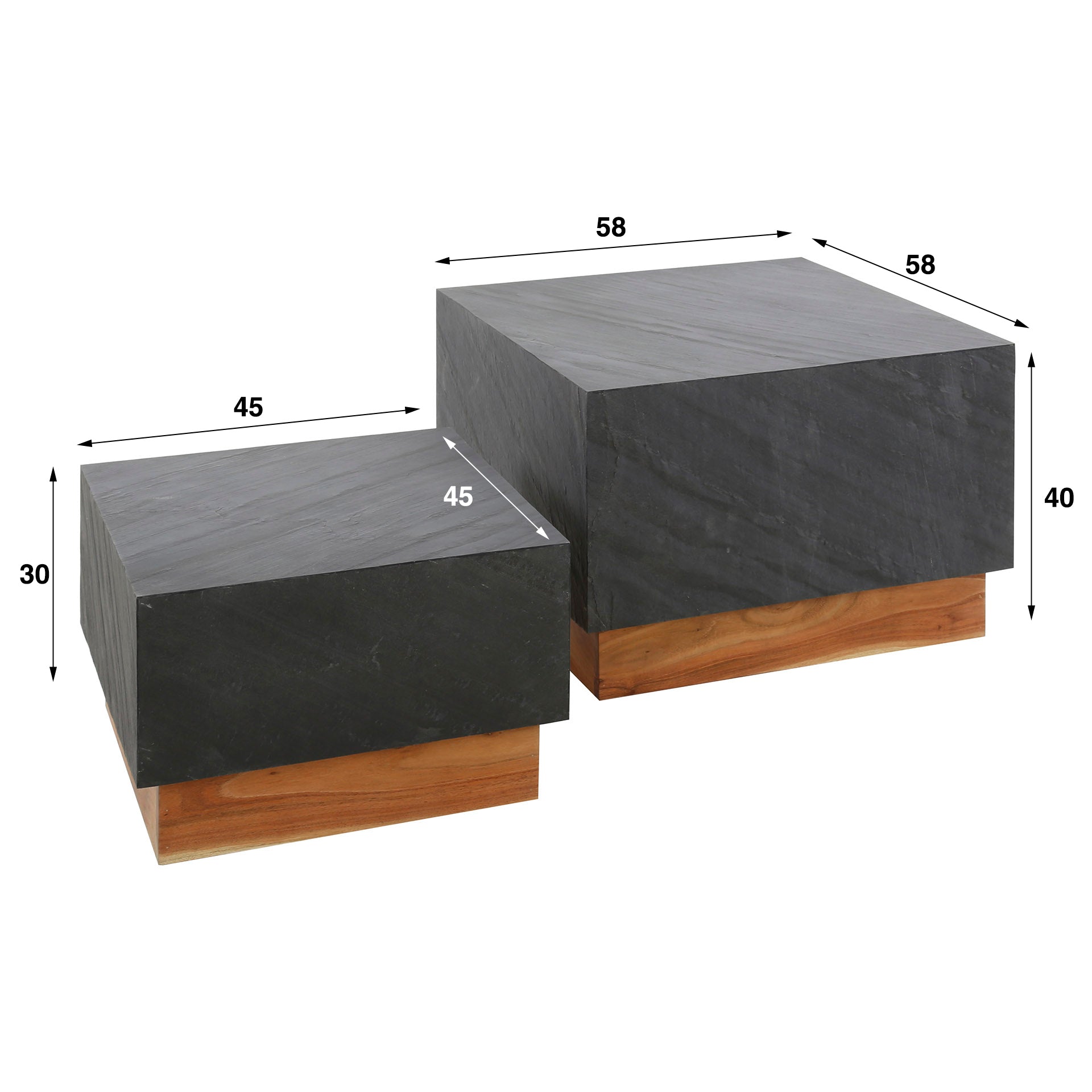 Salontafel Eminence - Antraciet/Lichtbruin - Leisteen - Set van 2