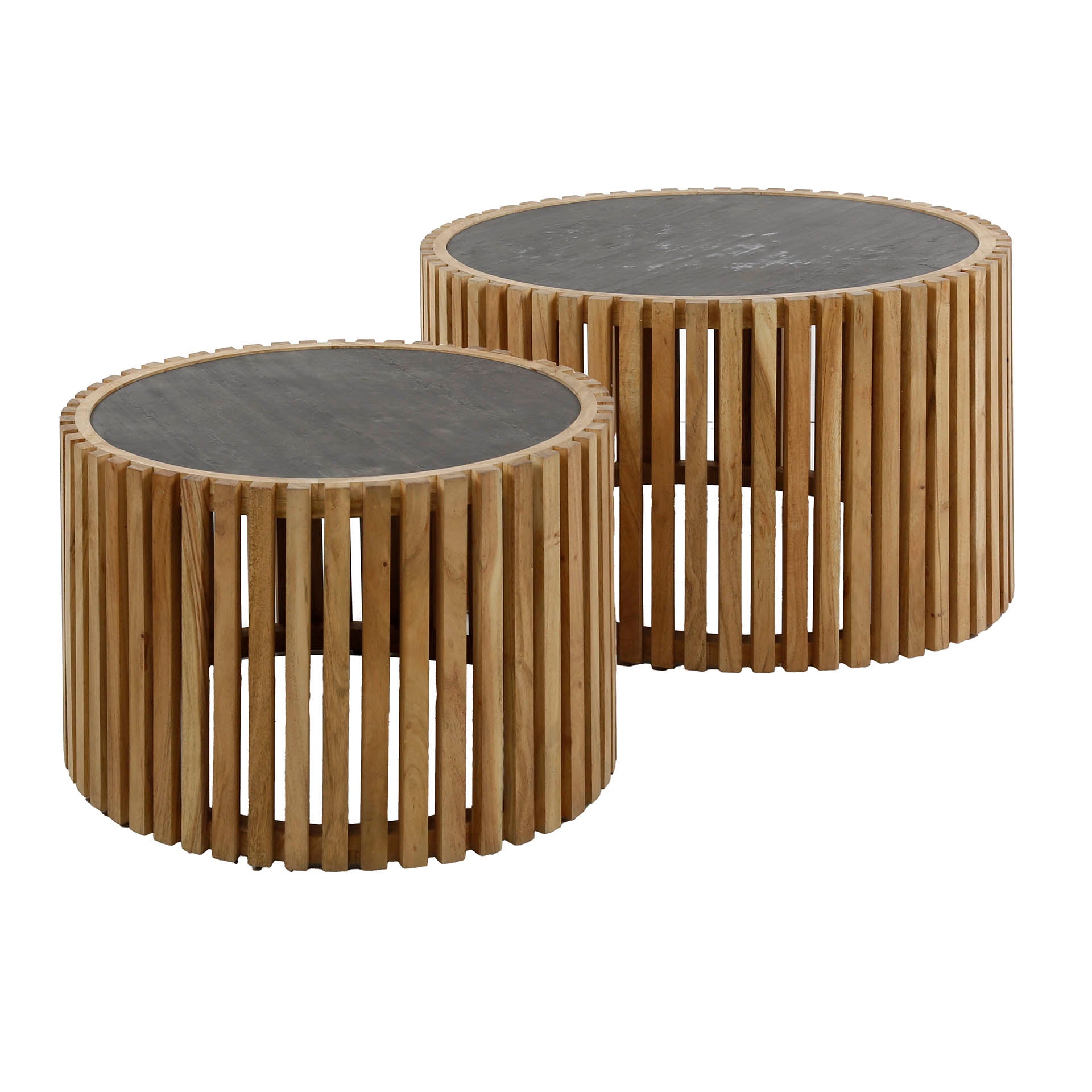 Salontafel Helios - Rond - Leisteen - Set van 2