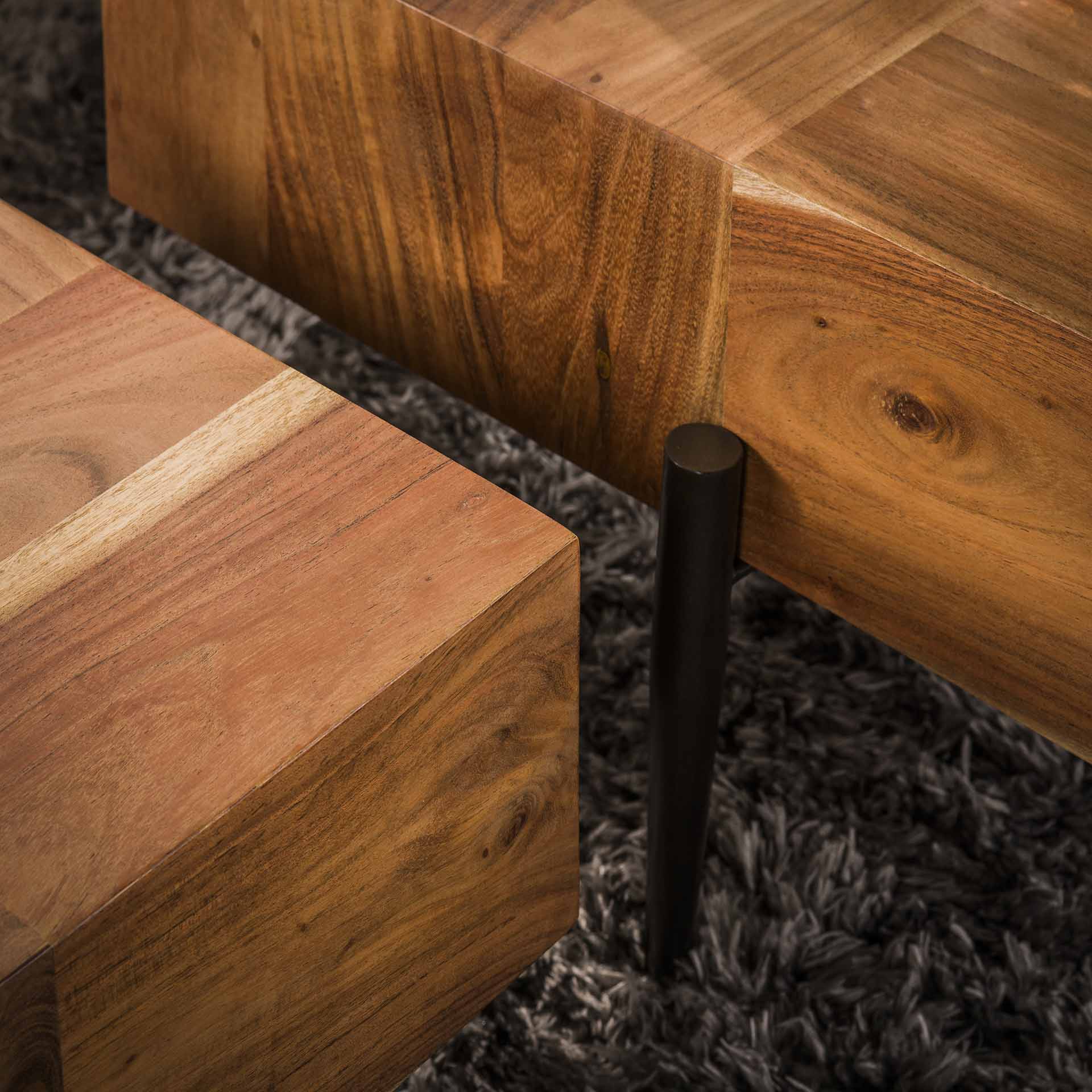 Salontafel Aria - Lichtbruin - Acaciahout - Set van 2