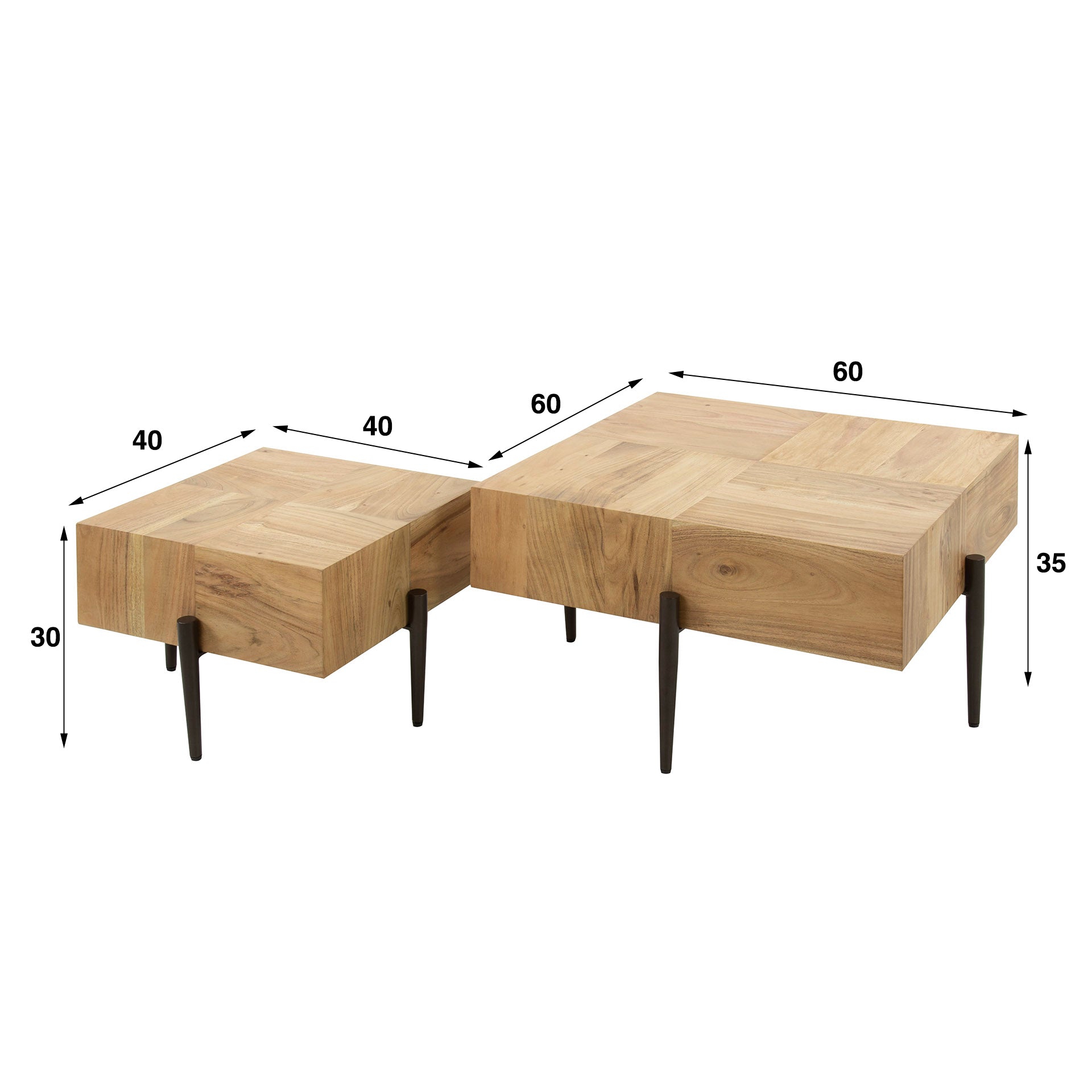 Salontafel Aria - Lichtbruin - Acaciahout - Set van 2