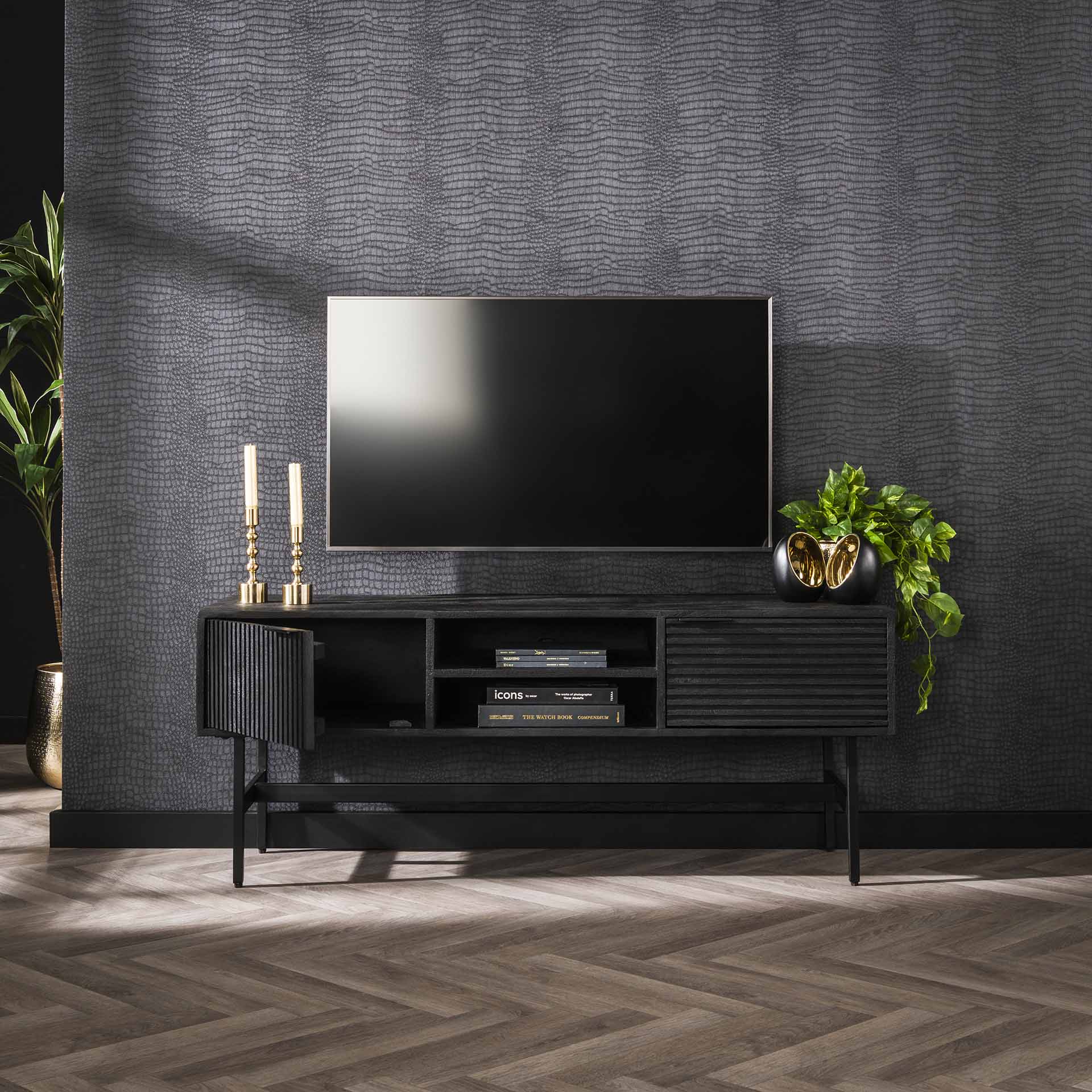 TV-meubel Reverie - Zwart - Mangohout