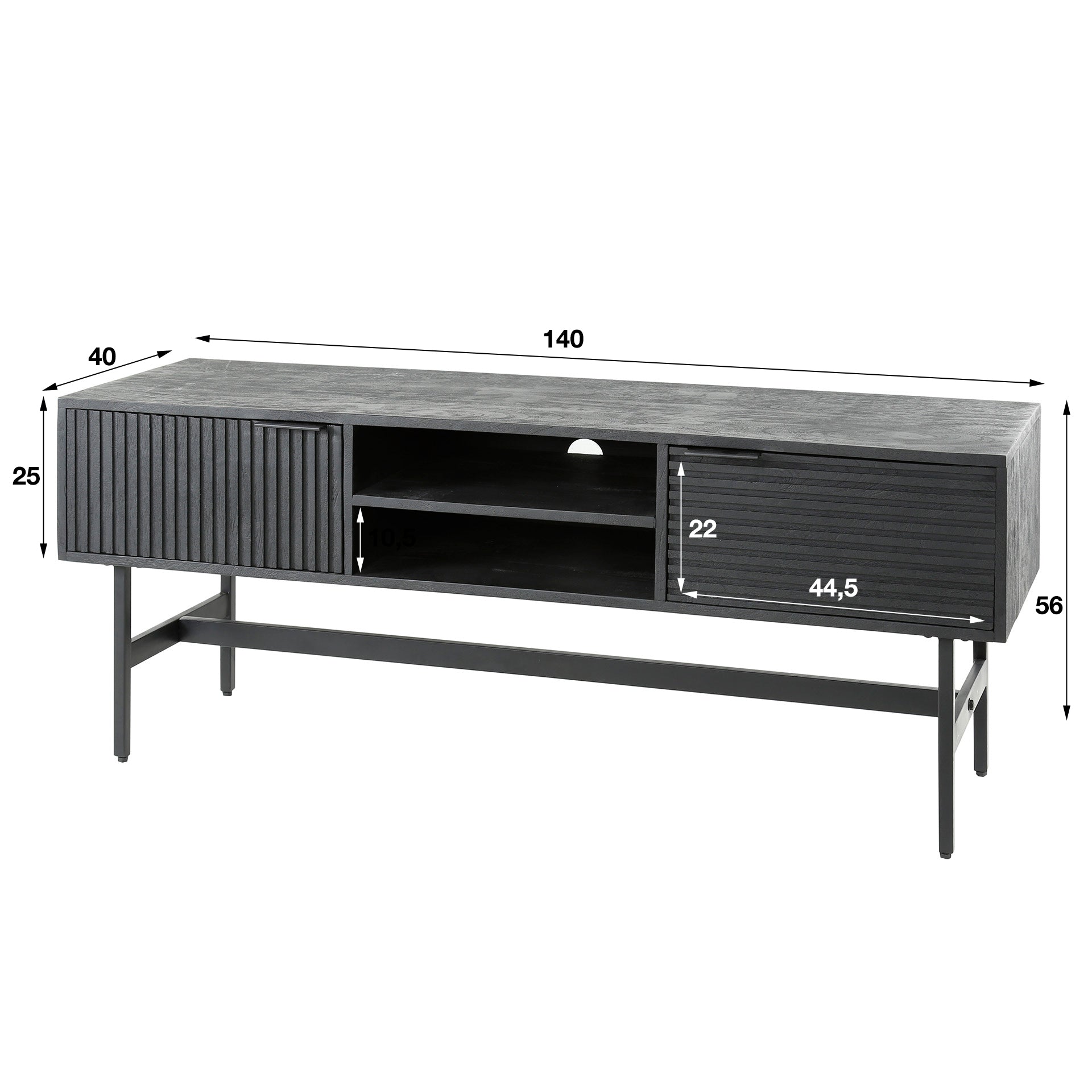 TV-meubel Reverie - Zwart - Mangohout