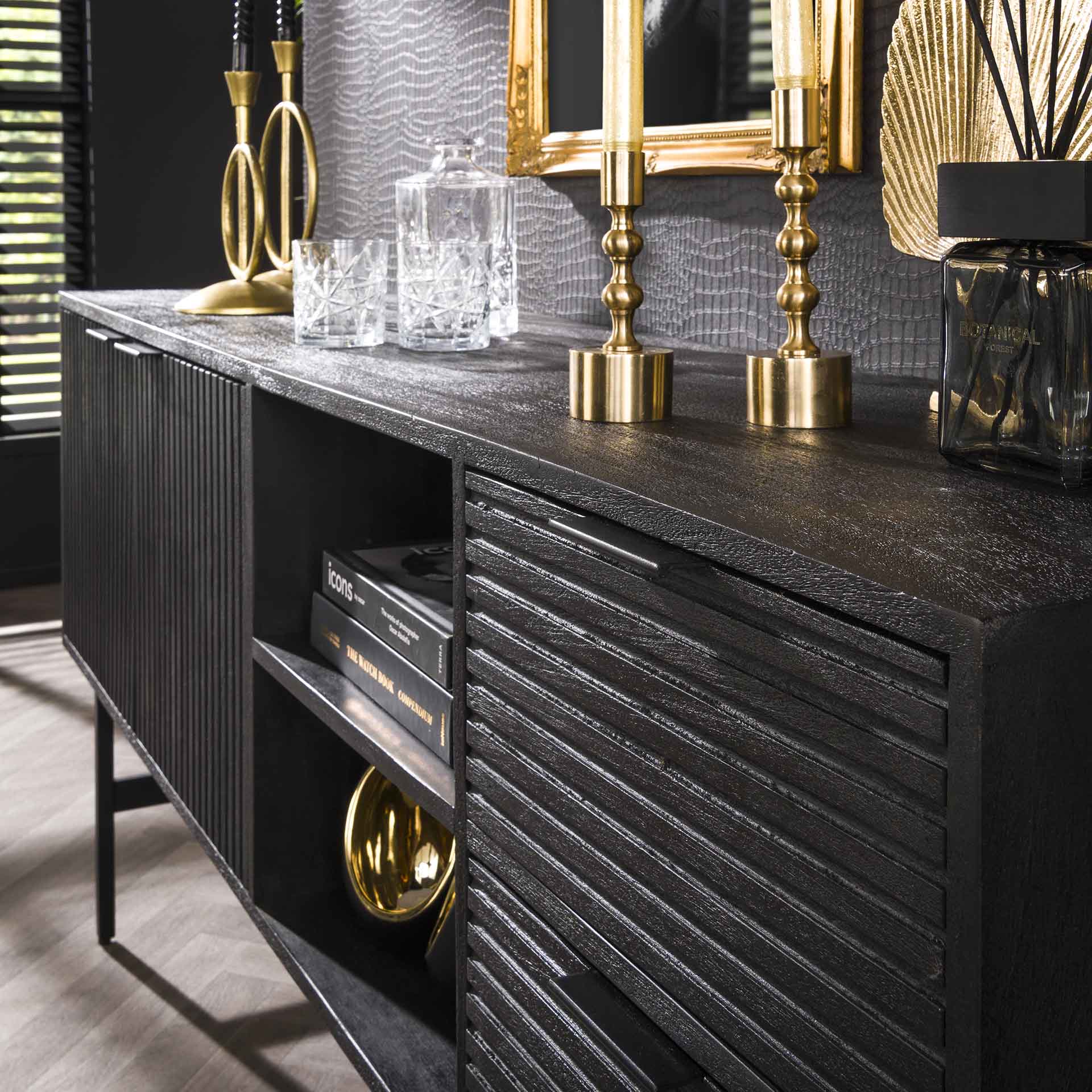 Dressoir Mateo - Zwart - Mangohout