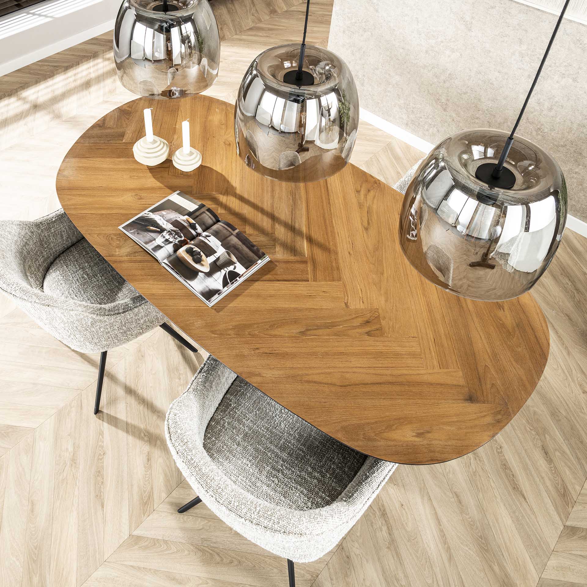 Eettafel David - Organisch - Teakhout - 180 cm