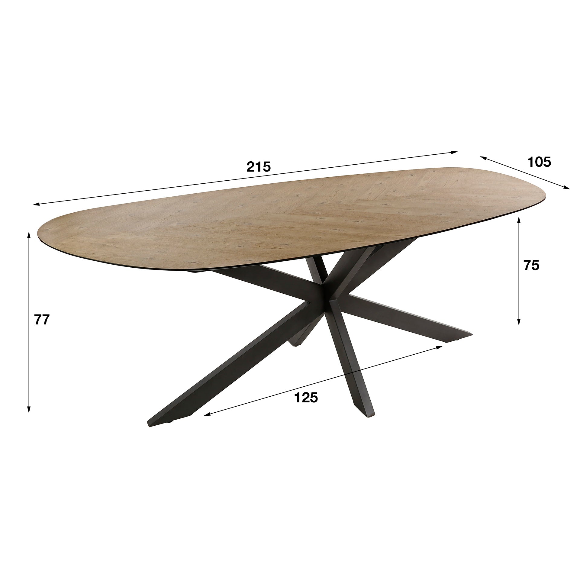 Eettafel David - Organisch - Teakhout - 215 cm