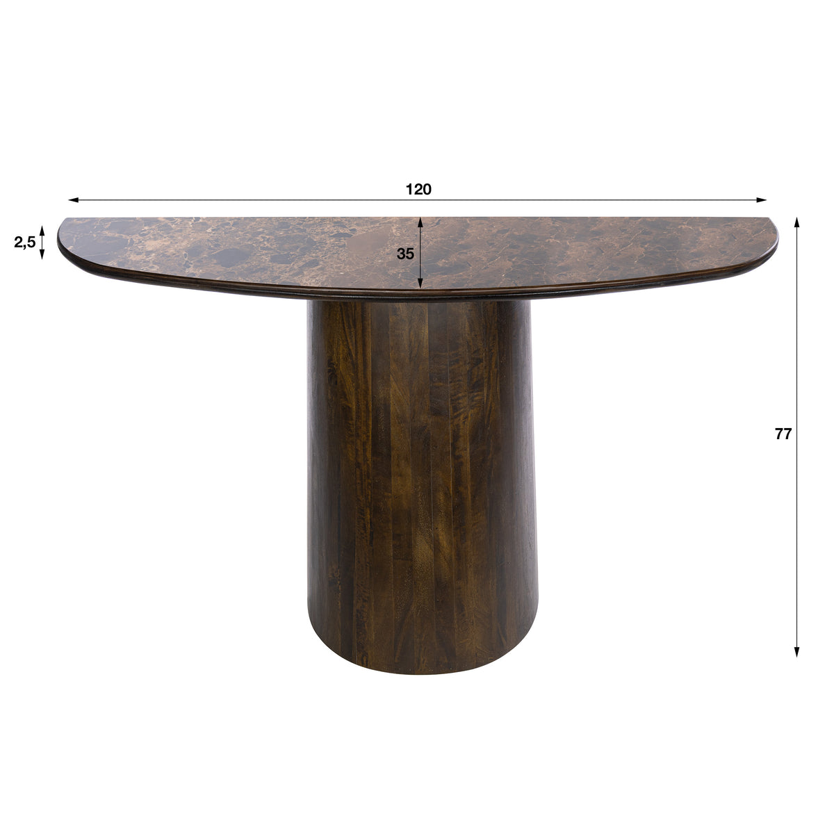 Haltafel Empera van Meubelista, 120 cm, keramiek Dark Emperador