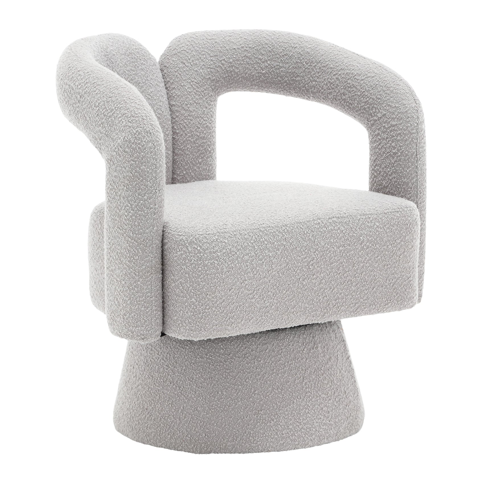 Fauteuil Nivaro - Grijs - Draaibaar - Bouclé - Teddystof