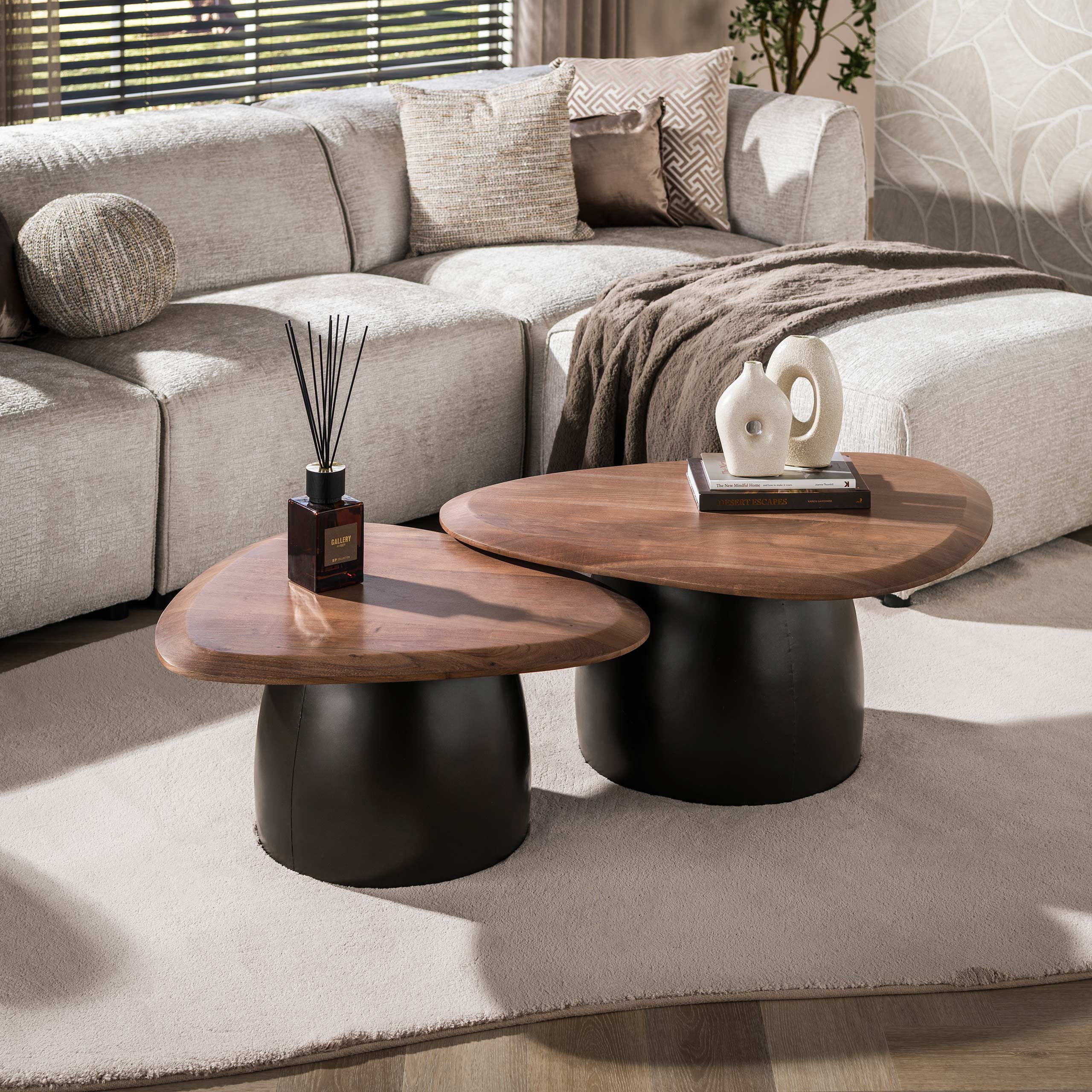 Salontafel Vico - Organisch - Acaciahout - Set van 2