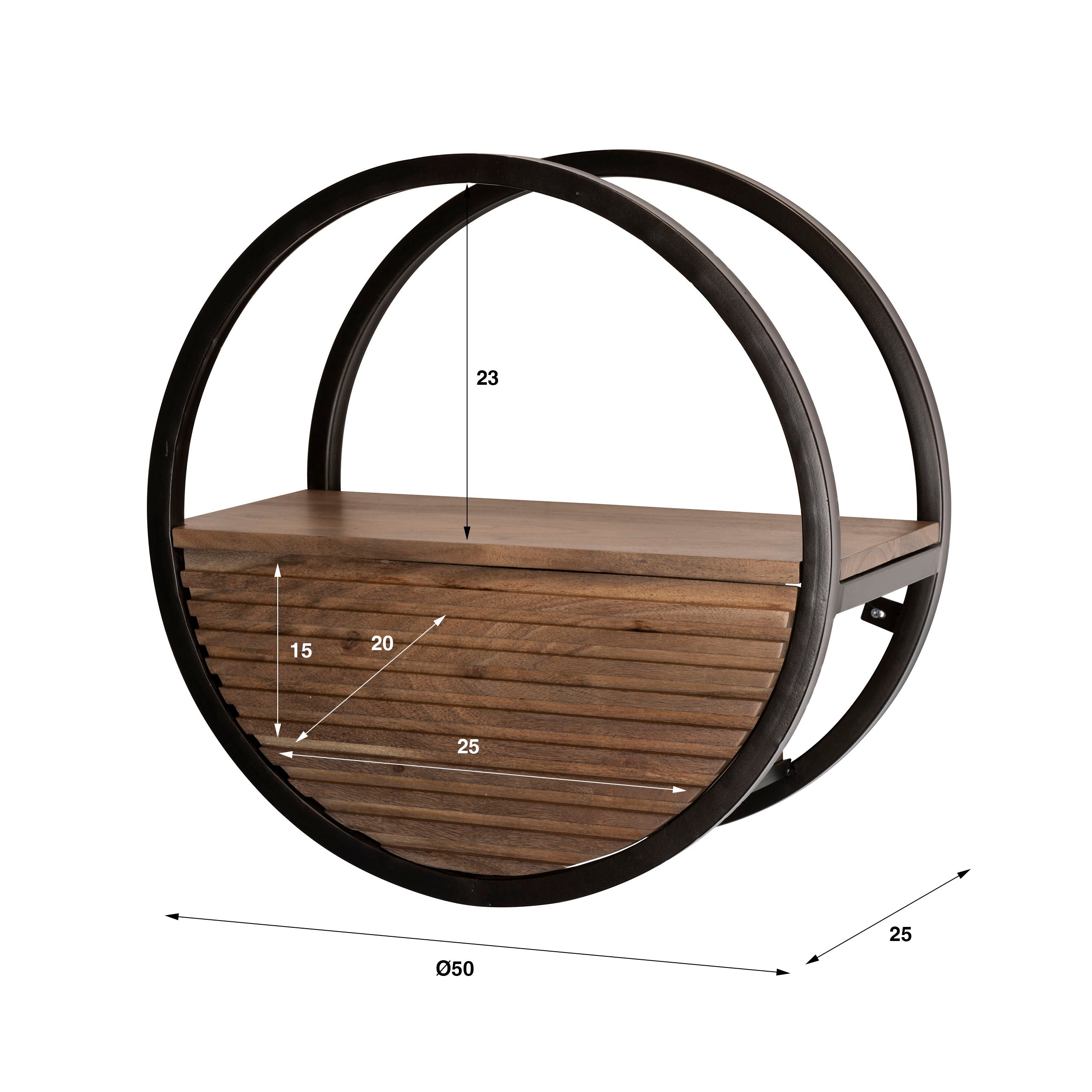 Wandschap Circo - Bruin - Acaciahout - 50 cm