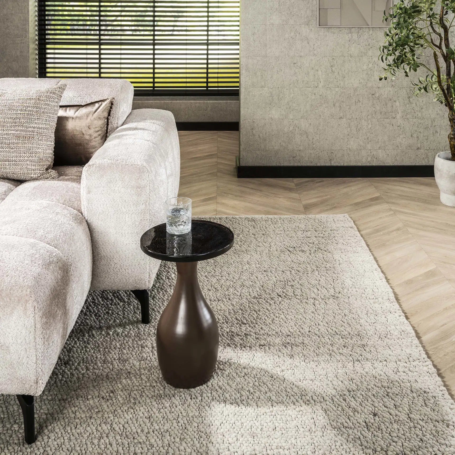 Bijzettafel Veyro - Rond - Koper - Glas - 45 cm