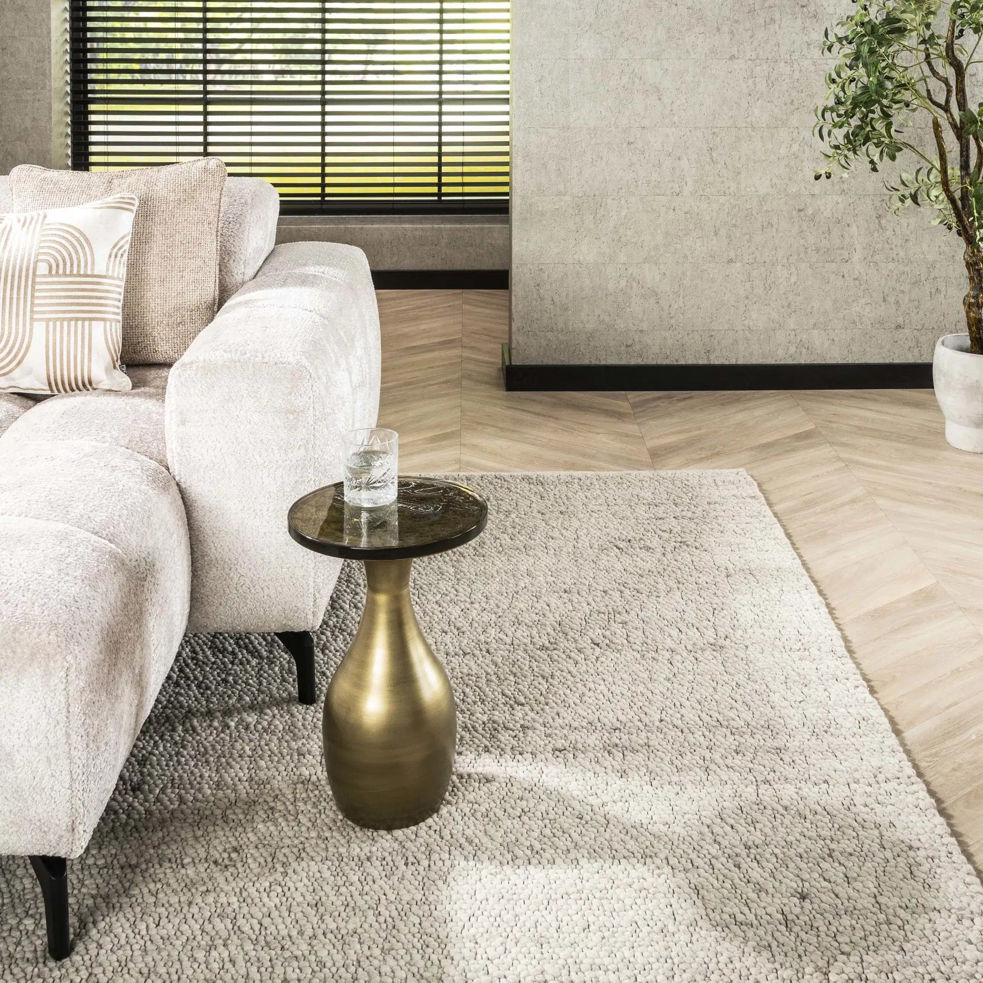 Bijzettafel Veyro - Rond - Goud - Glas - 45 cm